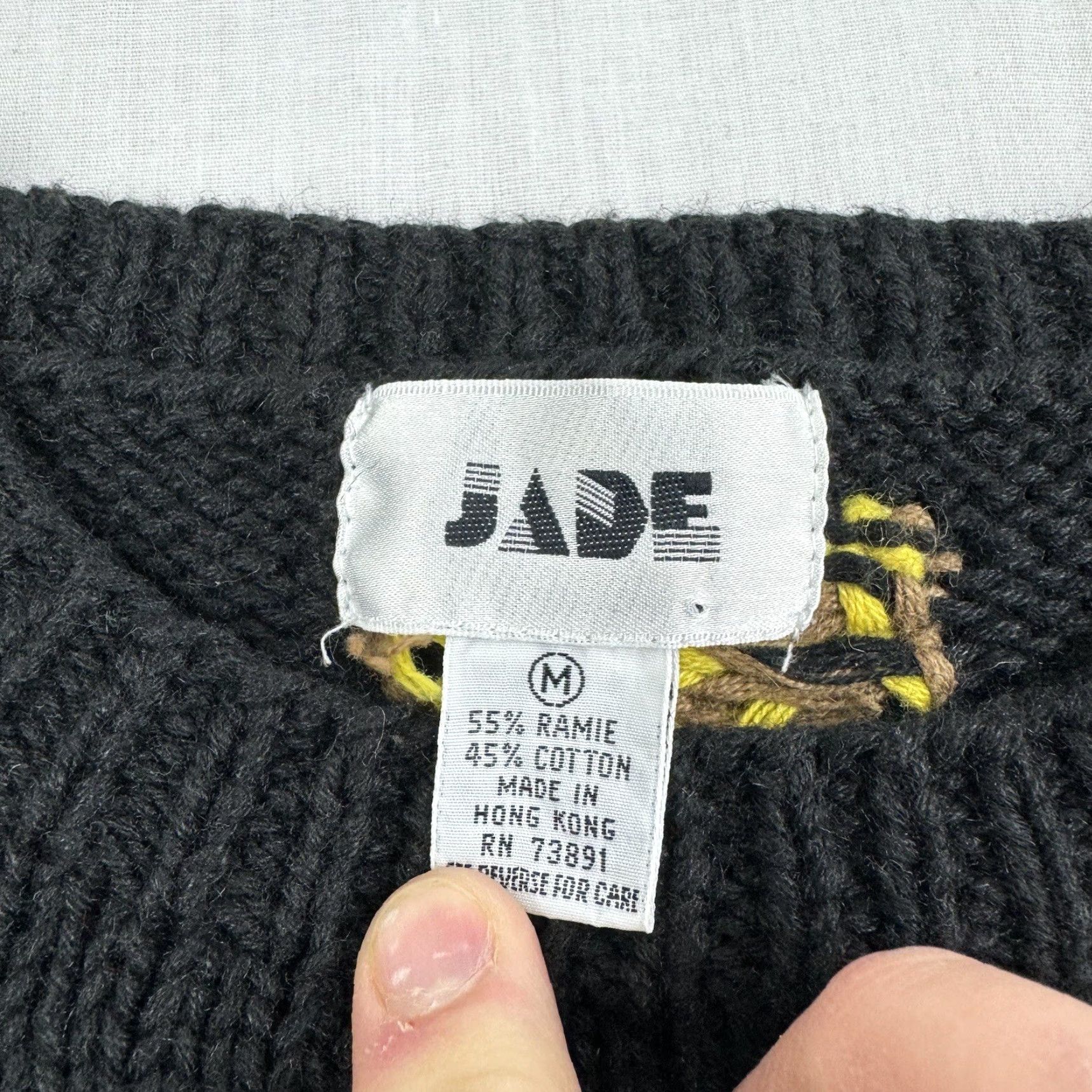 Vintage VINTAGE Jade Floral Sweater Womens M Black 90s 80s Flower Pullover Knit Easy Cute Fun Womens Size M / US 6-8 / IT 42-44 - 3 Thumbnail