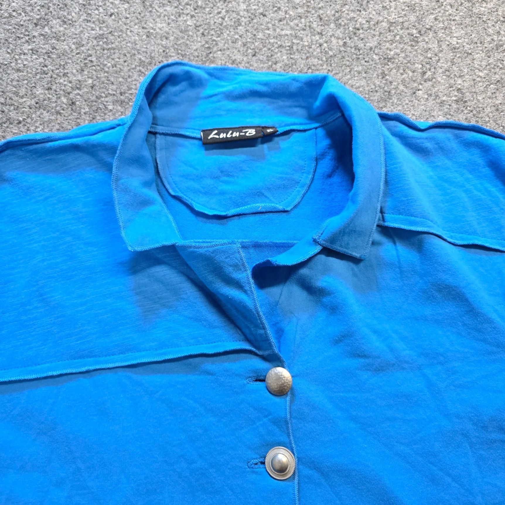 Vintage Lulu B Jacket Womens XL Blue Button Pockets Long Sleeves Casual Capsule Beach Classic Size XL / US 12-14 / IT 48-50 - 2 Thumbnail