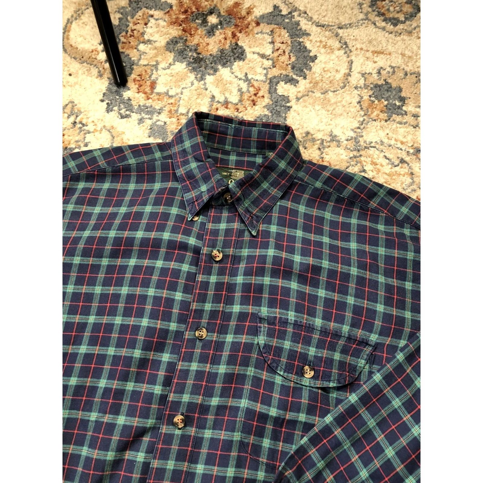 Orvis VINTAGE Orvis Shirt Plaid Flannel Button-Down Long Sleeve Mens Large Blue Green, Cotton Wool, Pocket, 1856, Casual Size US L / EU 52-54 / 3 - 7 Thumbnail
