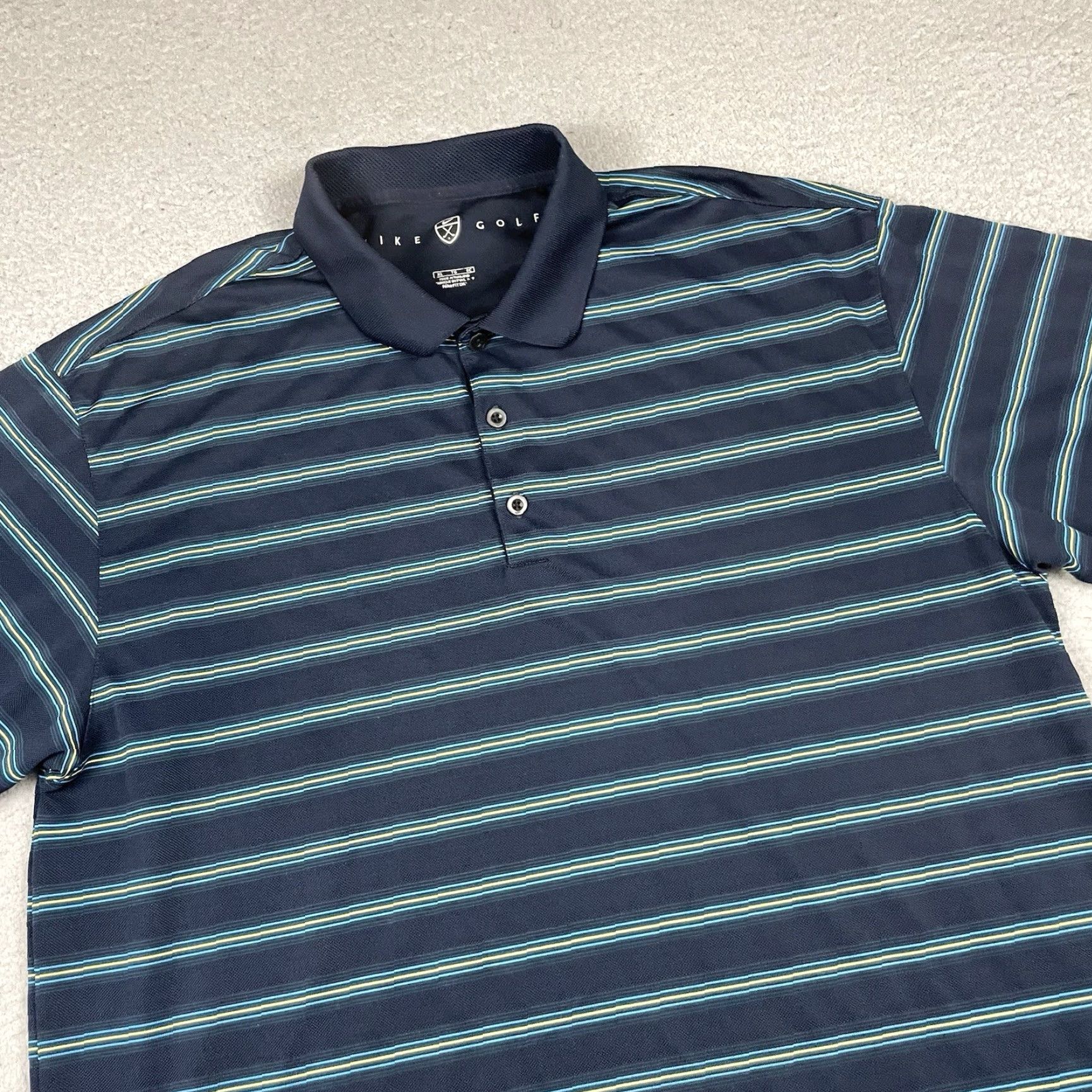 Nike Nike Golf Polo Shirt Mens XL Blue Striped Performance Swoosh Check Logo Casual Polo Shirt Nike Dri-Fit Golf Size US XL / EU 56 / 4 - 2 Thumbnail