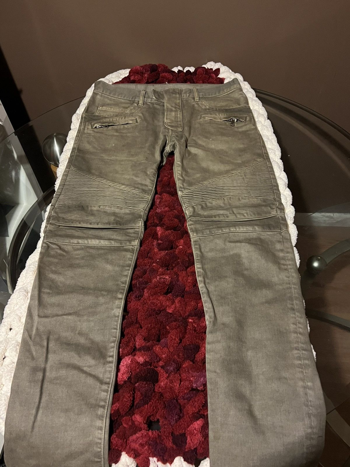 Balmain Brown/Beige Biker Jeans