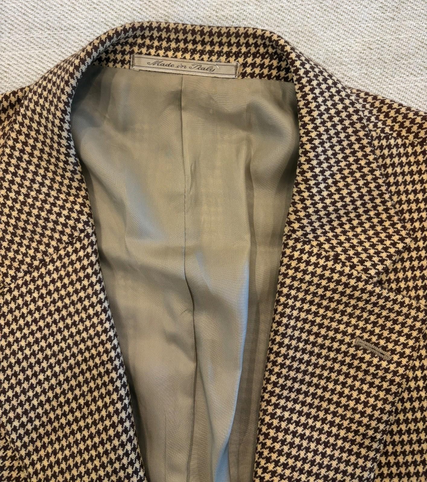 Ermenegildo Zegna Ermenegildo Zegna Sport Coat 46R Brown Houndstooth 100% Wool Size 46R - 3 Thumbnail