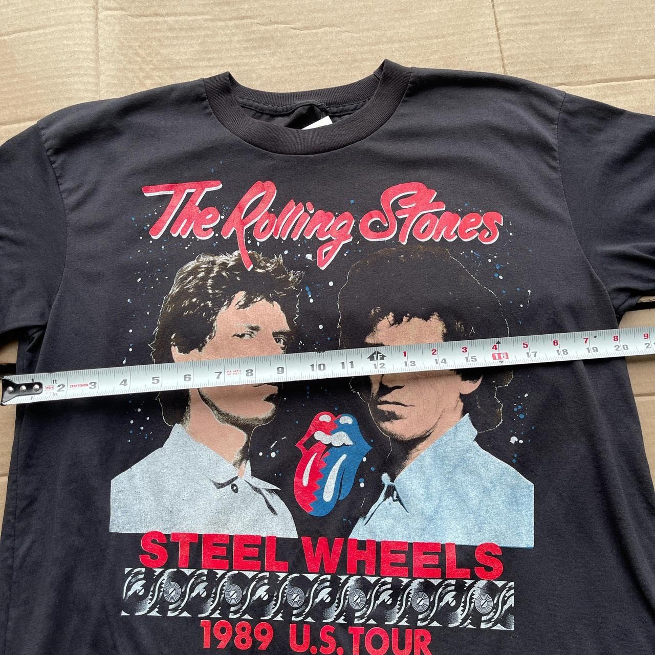 The Rolling Stones × Vintage Vintage 1989 Rolling Stones steel wheels Classic Rock Tour t Size US L / EU 52-54 / 3 - 3 Thumbnail