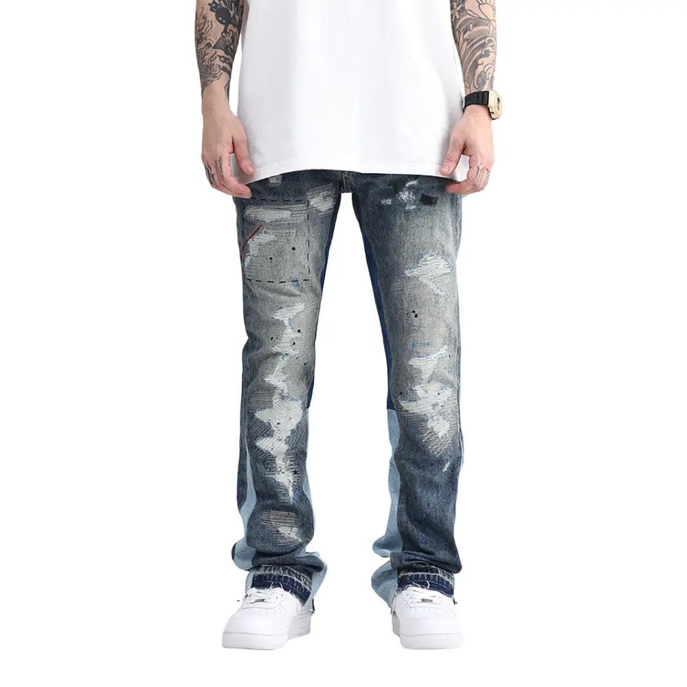 Japanese Brand Paint Splatter Stacked Denim Jeans Size US 34 / EU 50 - 1 Thumbnail