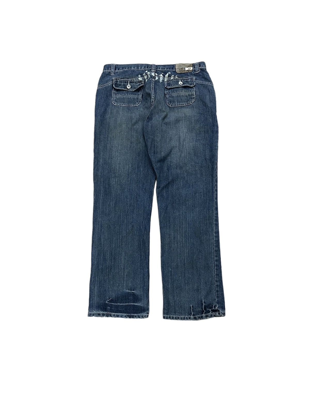 Beauty Beast × Quiksilver × Vintage Vintage Y2K Rare Beautiful Quiksilver Distressed Denim Pants Size US 36 / EU 52 - 2 Thumbnail