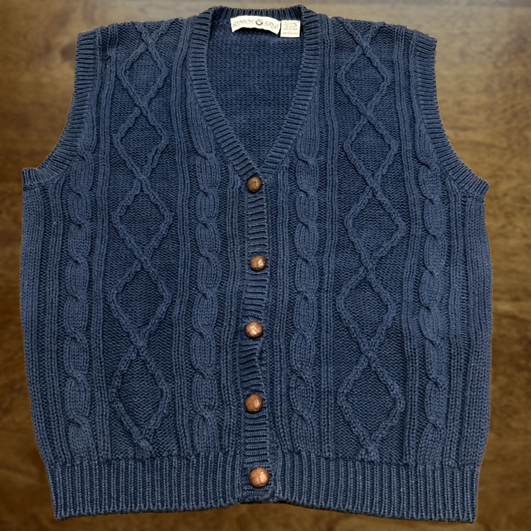Rainbow Rainbow Ridge Vintage Womens L Blue V Vest - Crochet Ramie Blend Jacket Size L / US 10 / IT 46 - 1 Thumbnail