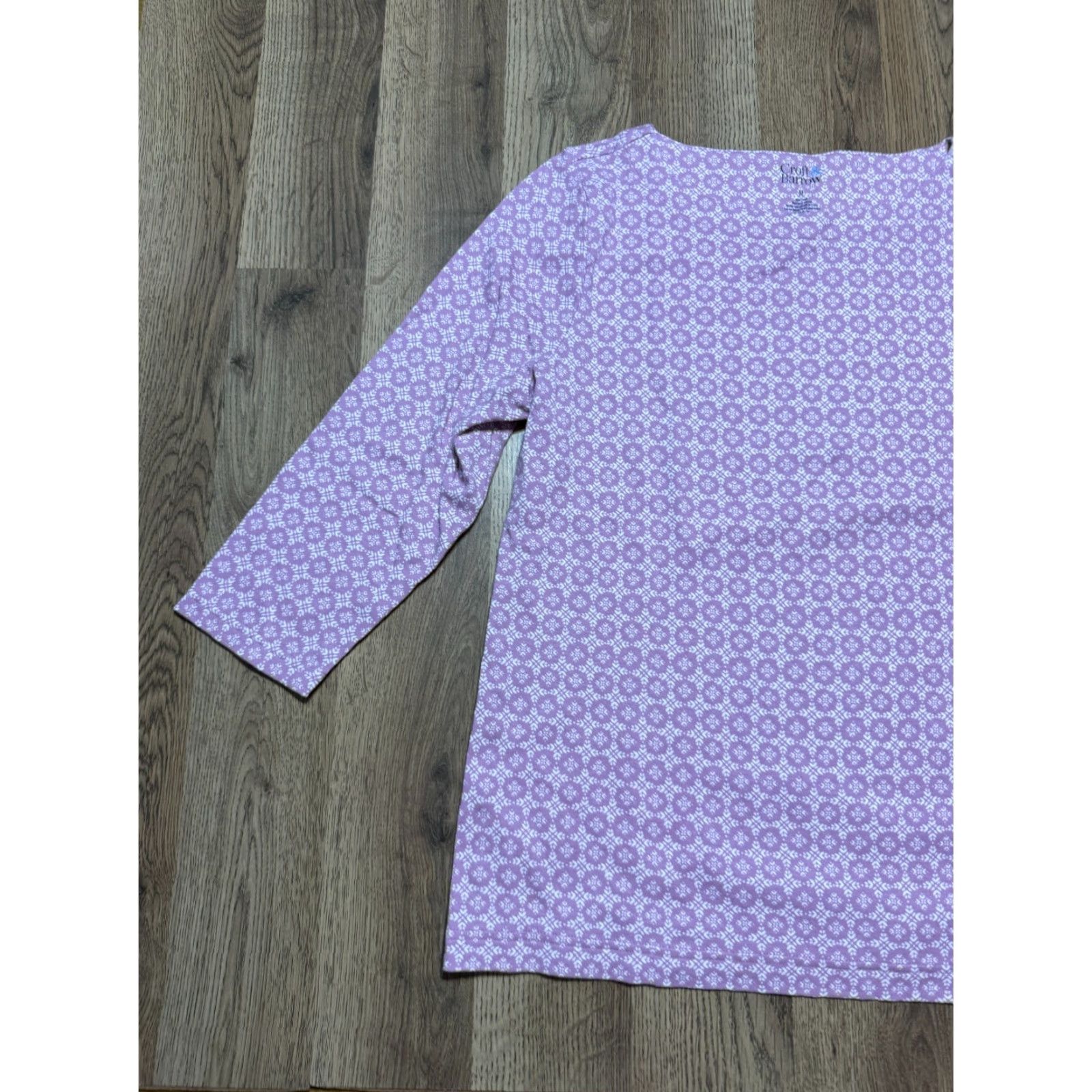 Croft & Barrow Croft & Barrow Shirt Women's Medium Purple White 3/4 Sleeve Shirt Size M / US 6-8 / IT 42-44 - 3 Thumbnail