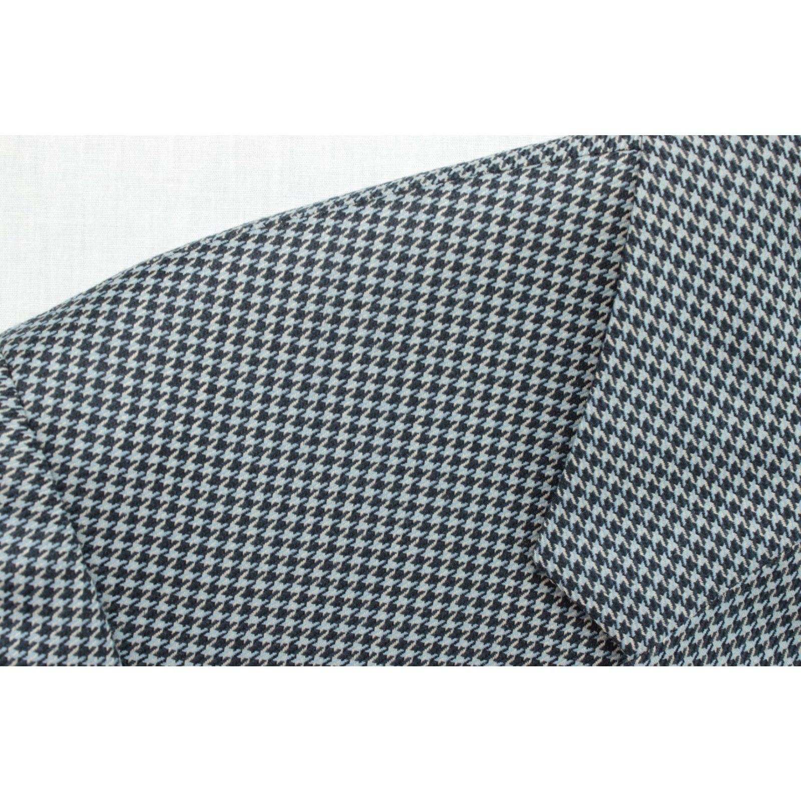 Jack Victor VINTAGE Jack Victor Blazer Men's 46R Blue Houndstooth Wool Silk Two-Button Regular Fit Classic Designer Size 46R - 4 Thumbnail