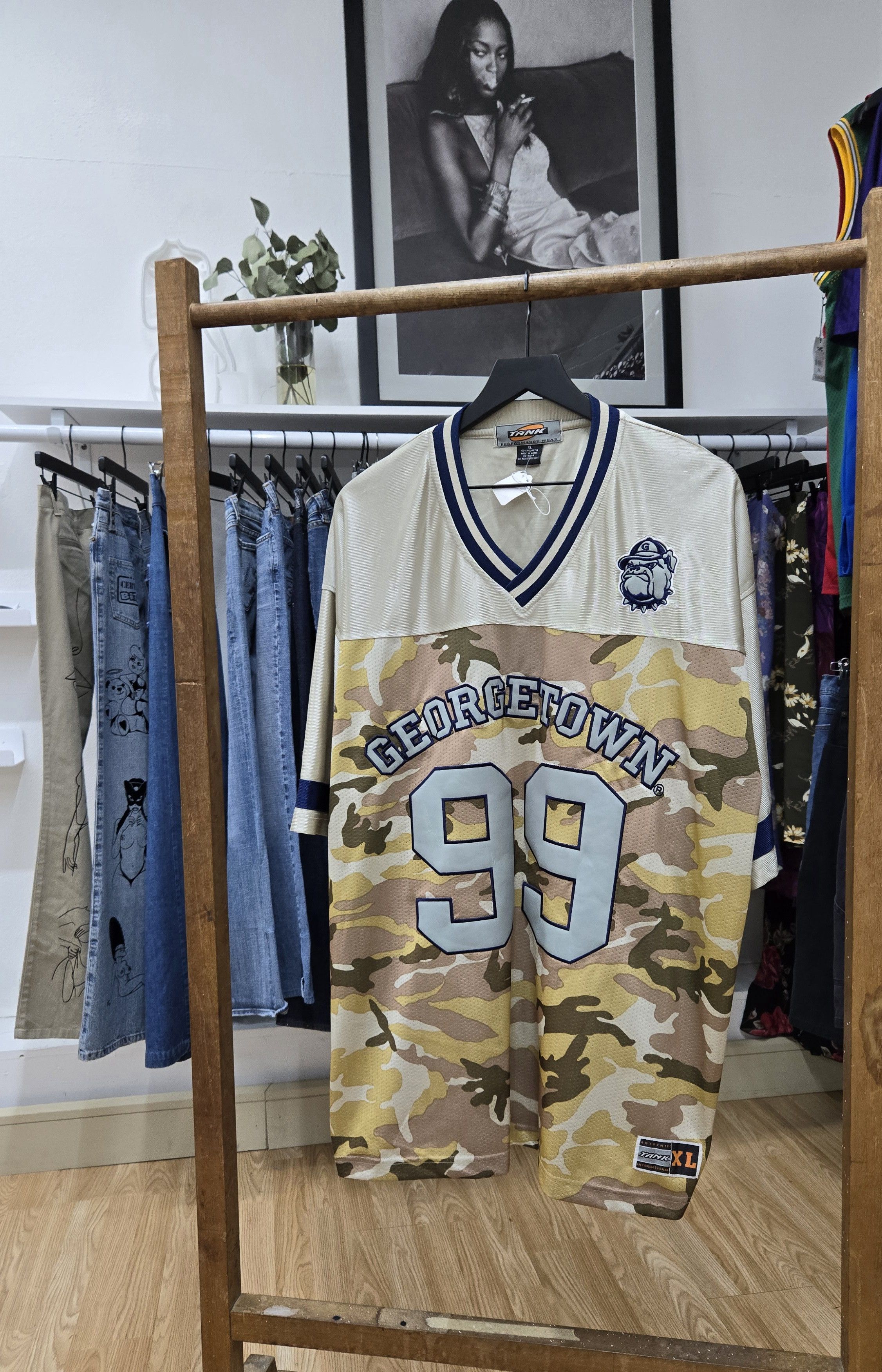 image of Rap Tees x Vintage George Town Hoyas Jersey in Blue Brown, Men's (Size XL)