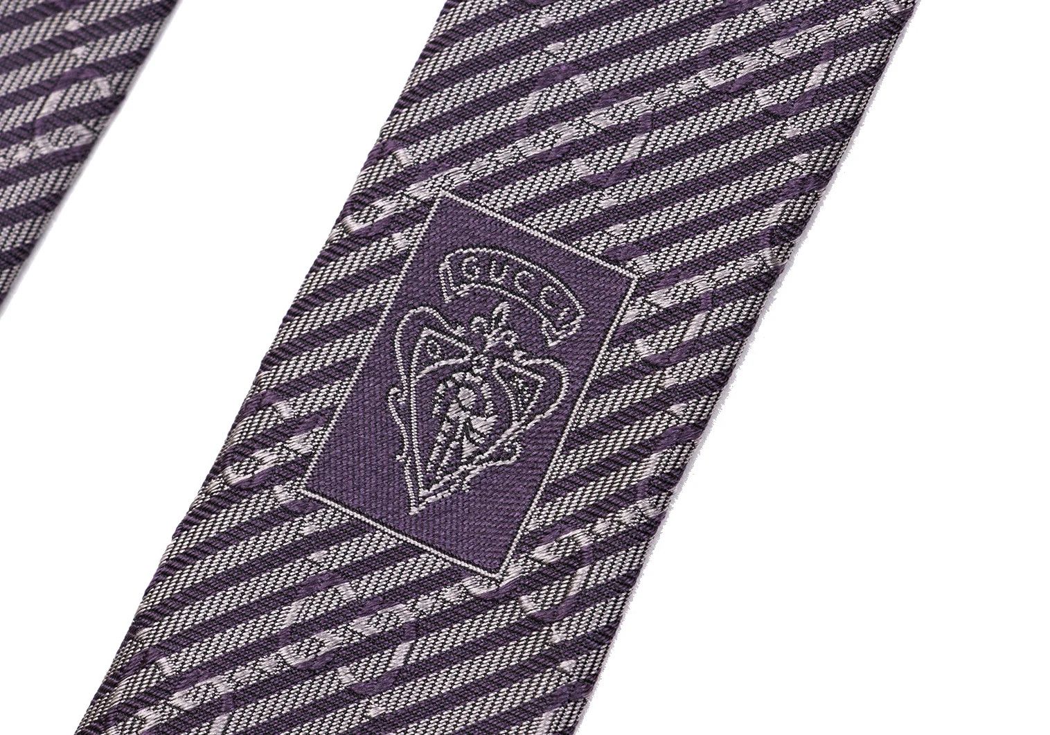 Gucci GG Stripe Jacquard Silk Tie in Gray and Purple Size ONE SIZE - 7 Thumbnail