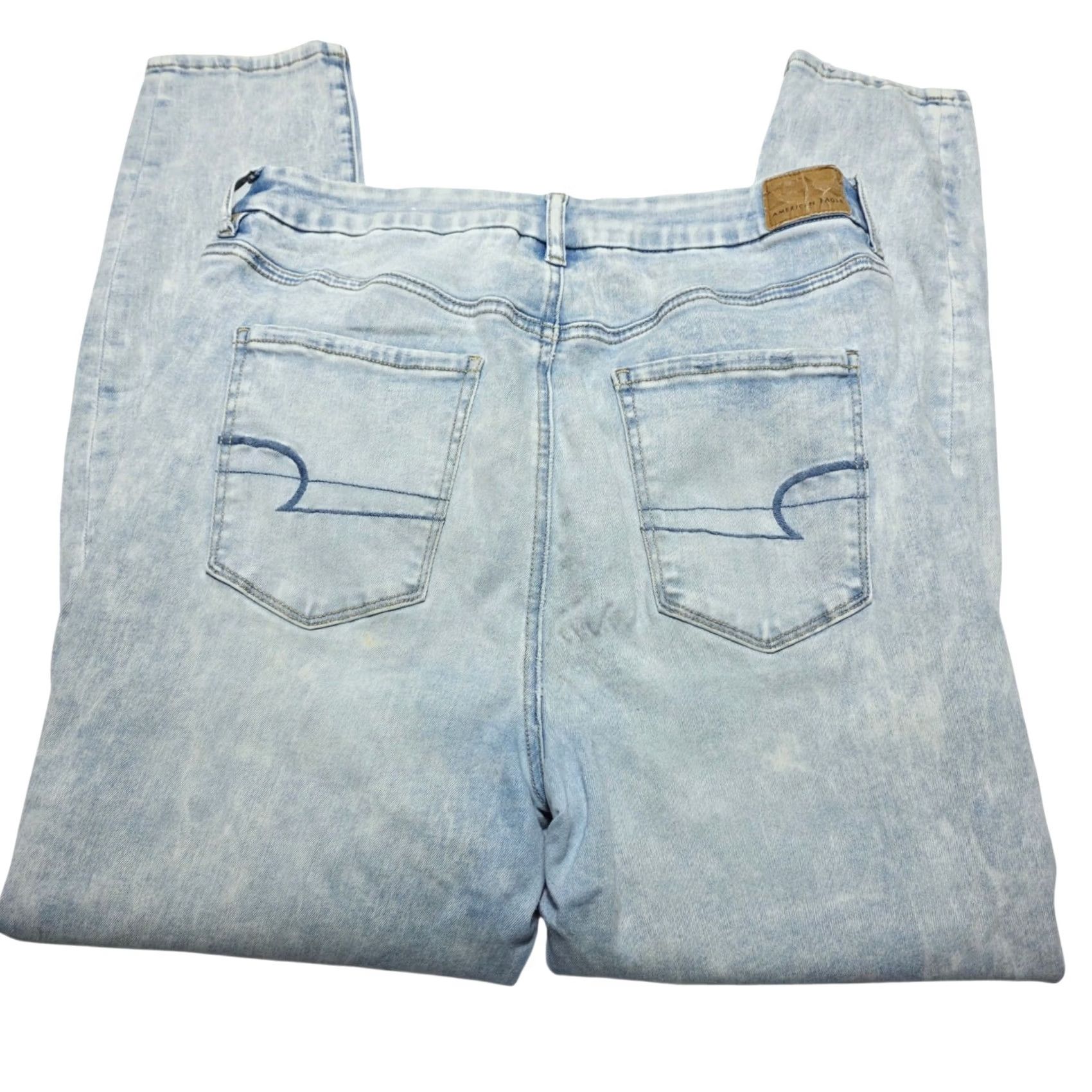 American Eagle Outfitters American Eagle AE Next Level Stretch Curvy Hi-Rise Distressed Jeans Size 14 Women Straight Blue 28in Inseam Regular 24 in Waist Stretch Jeans Size 36" / US 14 / IT 50 - 2 Thumbnail
