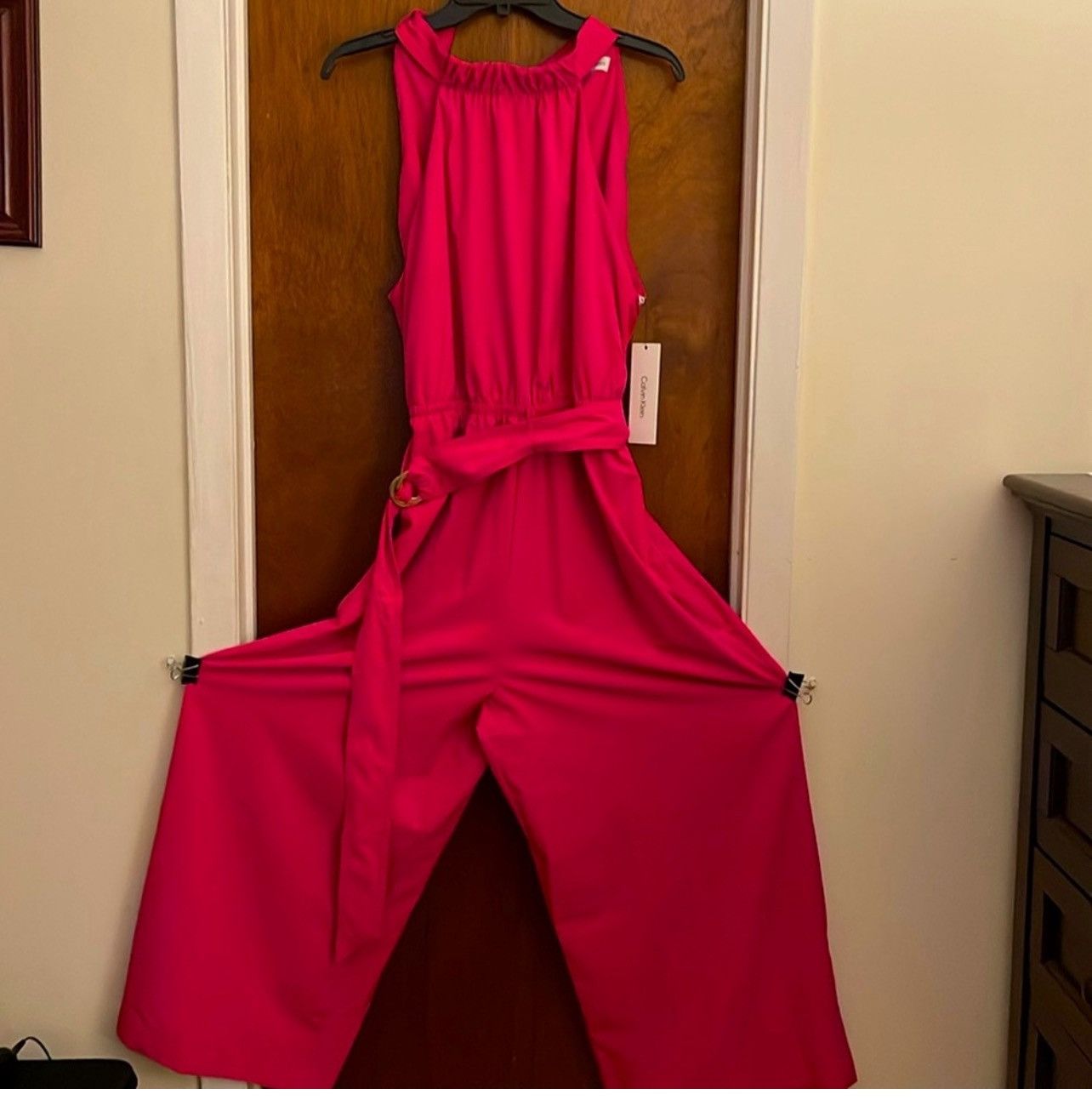 Calvin Klein Calvin Klein Women’s Belter Halter Neck Straight-Jumpsuit Size 36" / US 14 / IT 50 - 2 Thumbnail