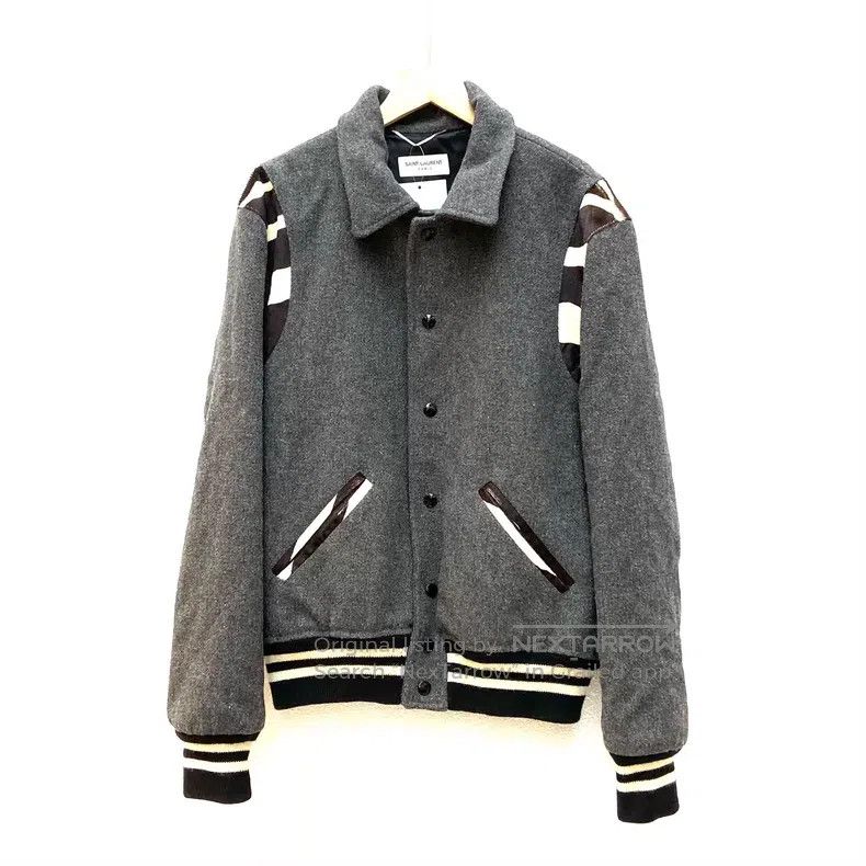 Saint Laurent Paris Saint Laurent Paris Gray Horsehair Patchwork Baseball Jack Size US M / EU 48-50 / 2 - 1 Thumbnail