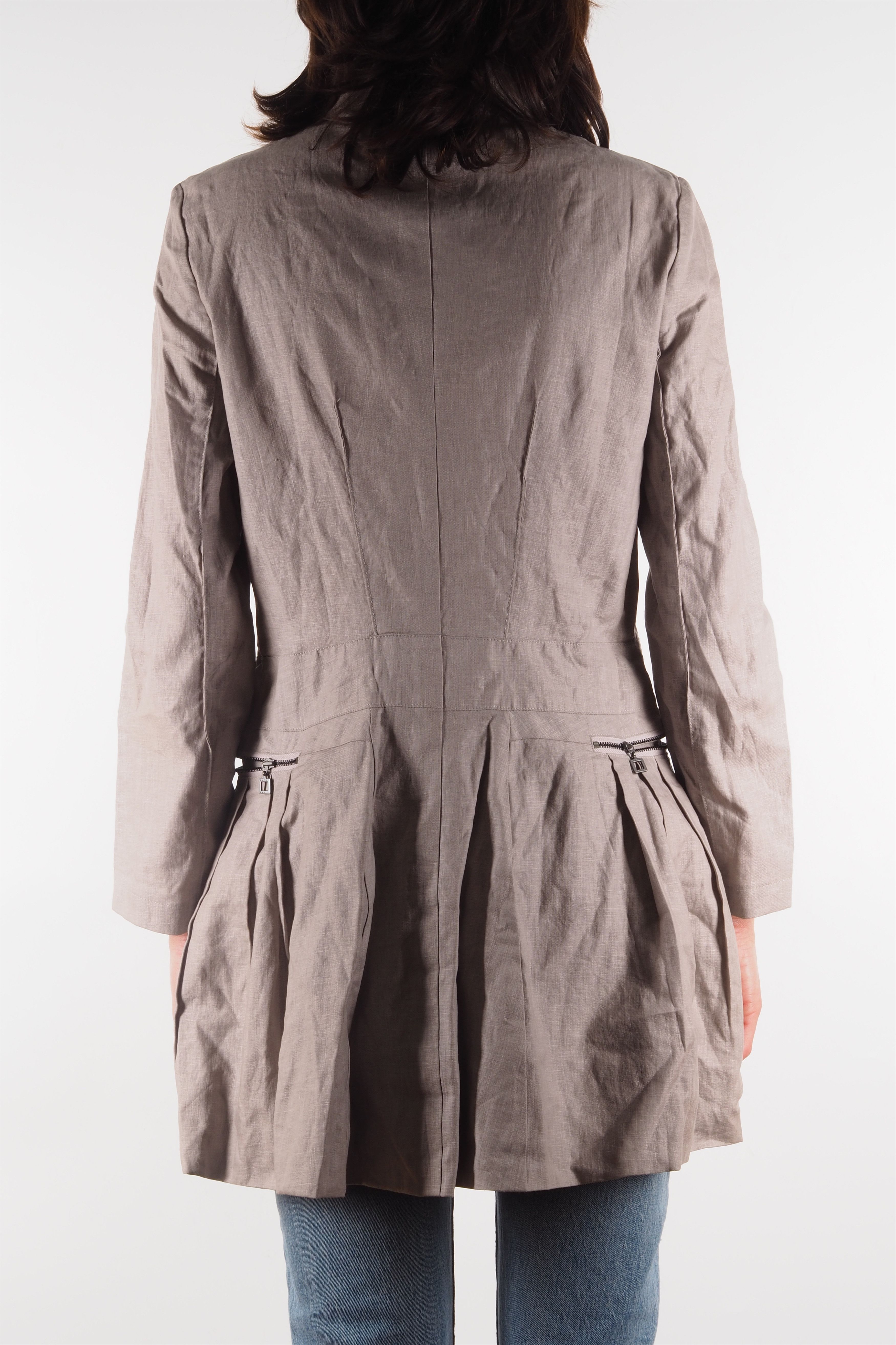 Sarah Pacini Sarah Pacini Avantgarde Light Beige Zip Coat Jacket Size S / US 4 / IT 40 - 4 Thumbnail