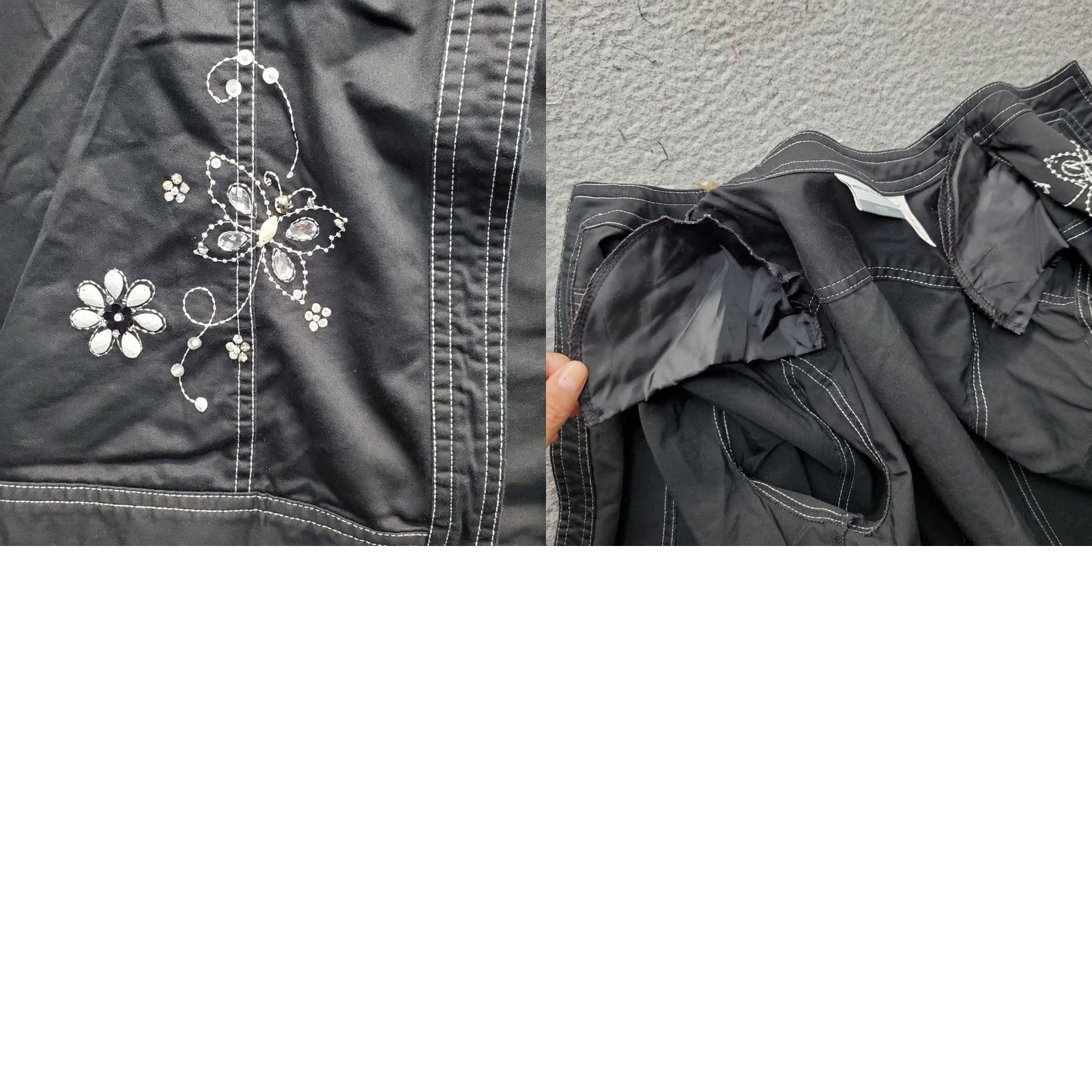 Vintage Alfred Dunner Jacket Womens 14P Black Embroidered Beaded Butterfly Open Front Jacket Size XL / US 12-14 / IT 48-50 - 8 Thumbnail