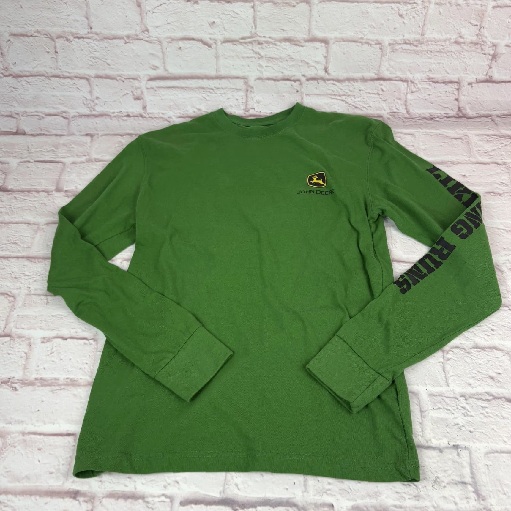John Deere VINTAGE John Deere Shirt Mens Small Green Long Sleeve Nothing Runs Like A Deere Tee Size US S / EU 44-46 / 1 - 3 Thumbnail