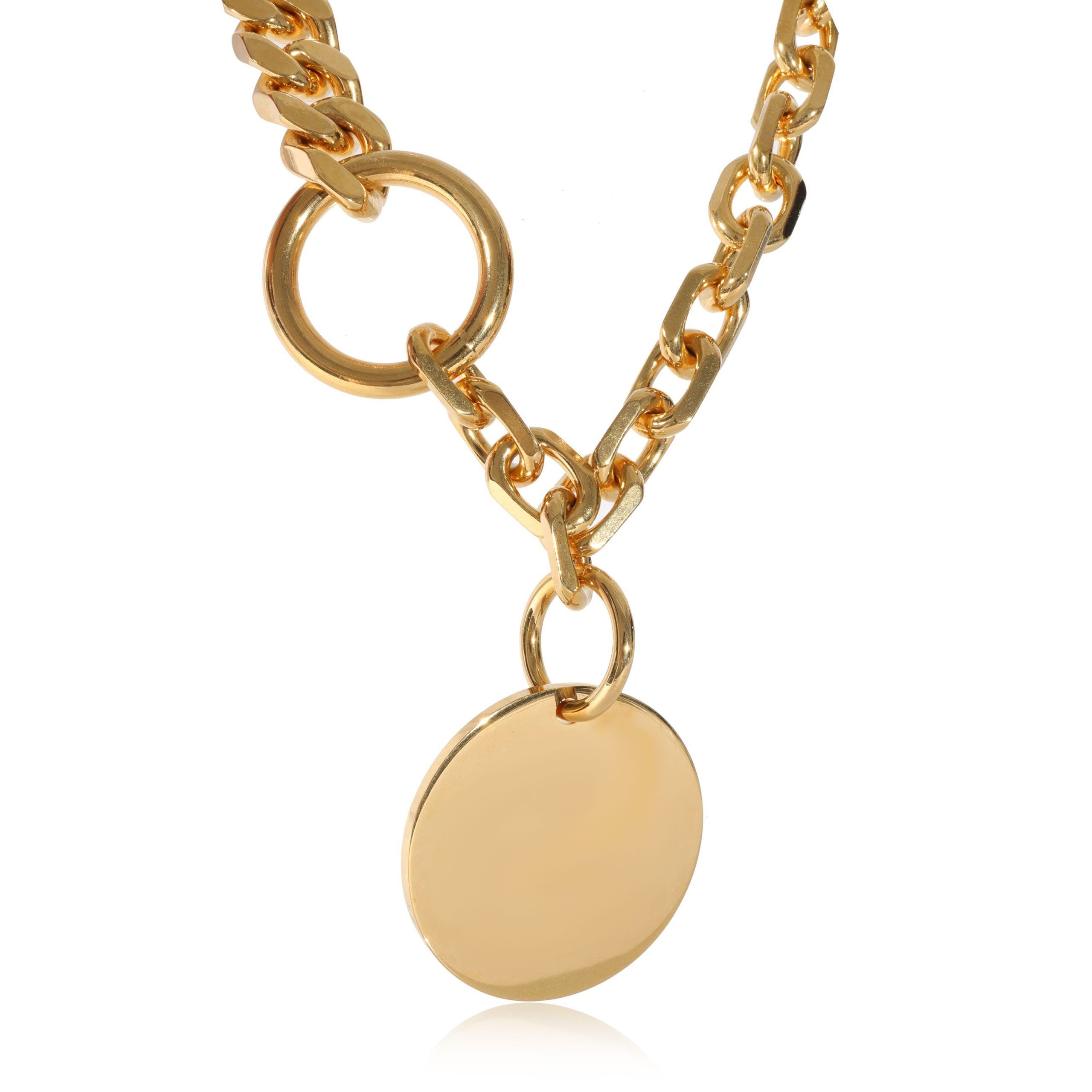 image of Burberry Multi-Chain Style Brass Necklace With Round Medallion in Silver, Women's