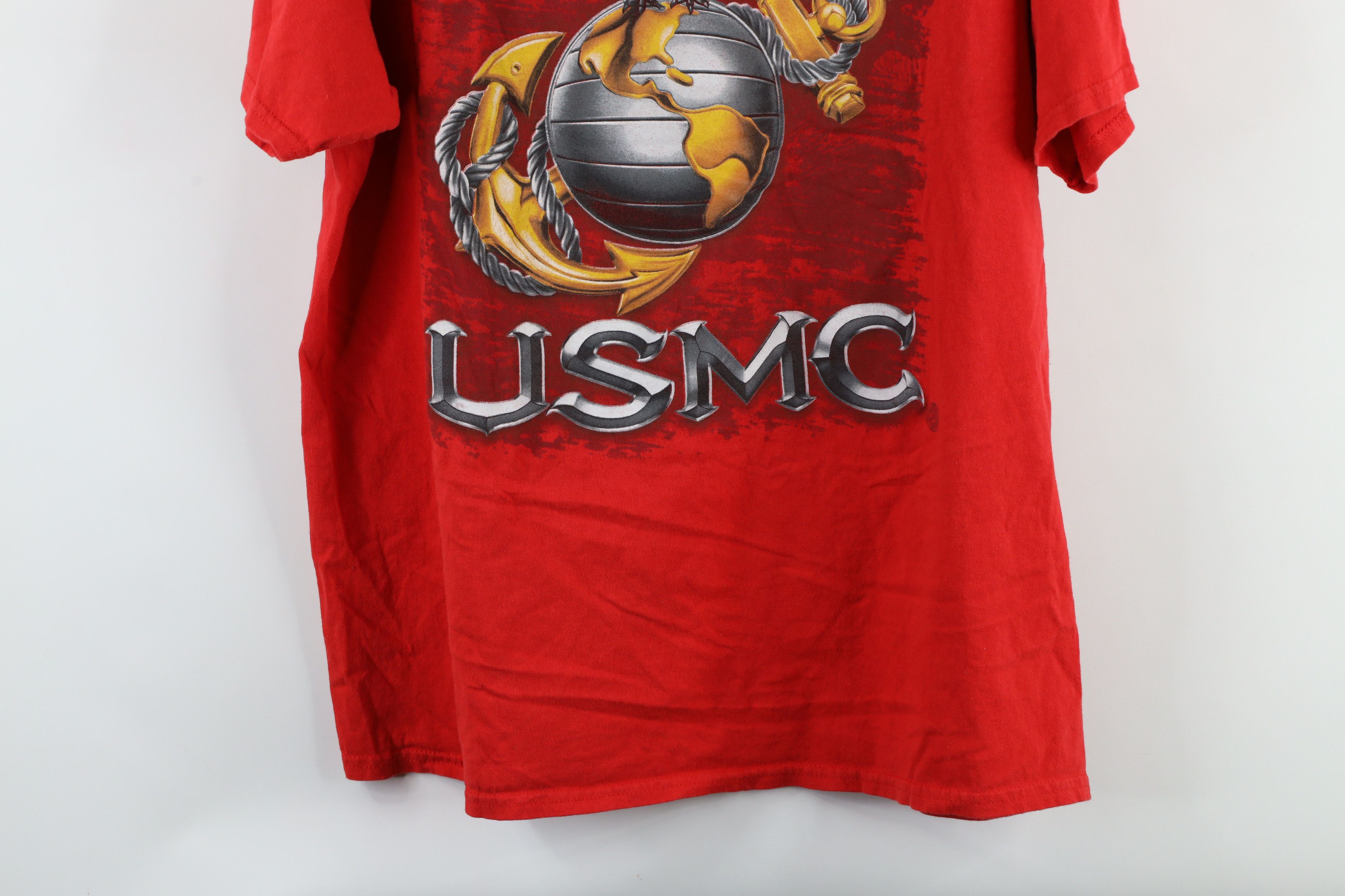 Vintage Vintage 90s Out USMC Marines Iron Sword T-Shirt Red Cotton Size US XL / EU 56 / 4 - 9 Thumbnail