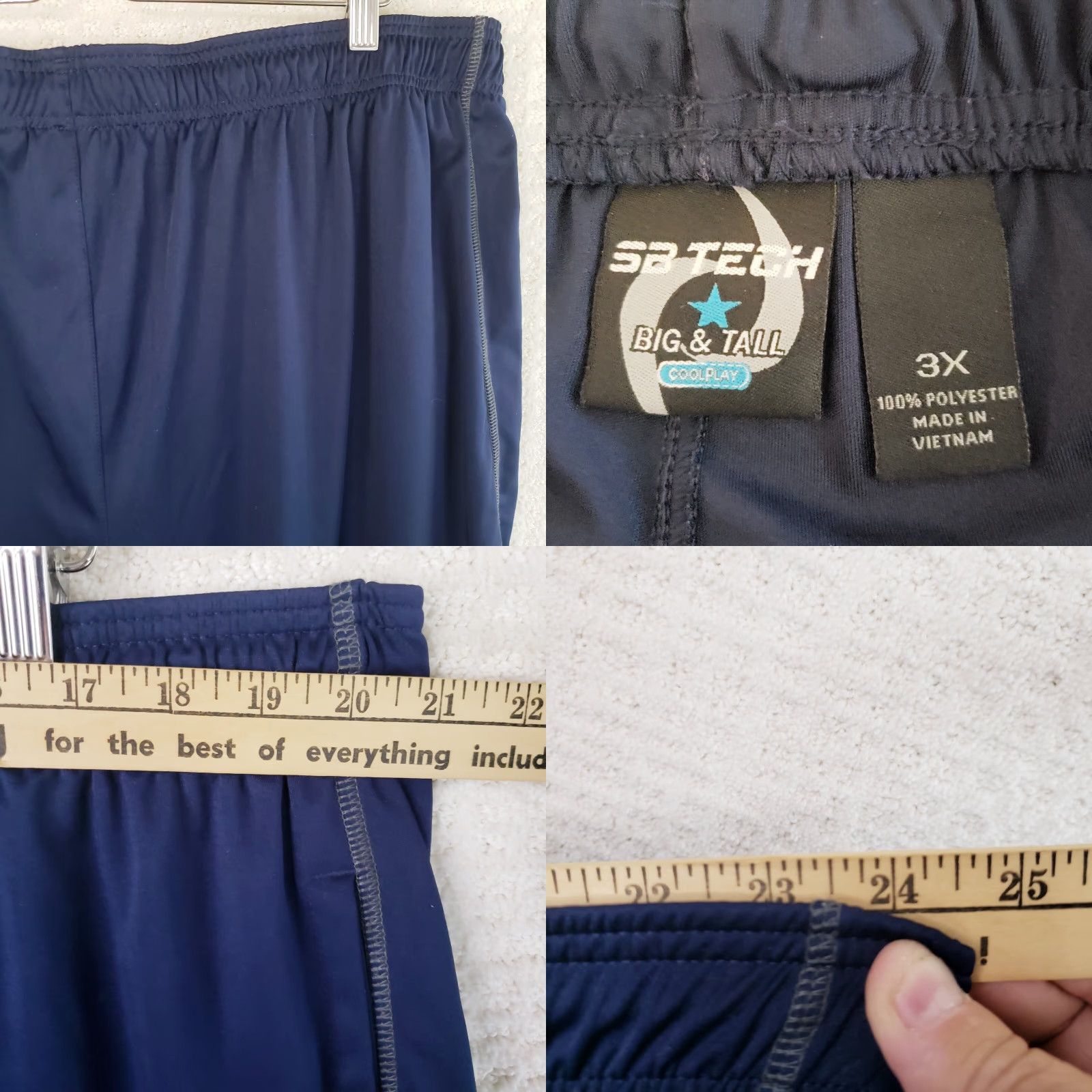 Vintage SB Tech Big & Tall Cool Play Athletic Shorts Men 3XL Navy Blue Elastic Waist New Size US 39 - 8 Thumbnail