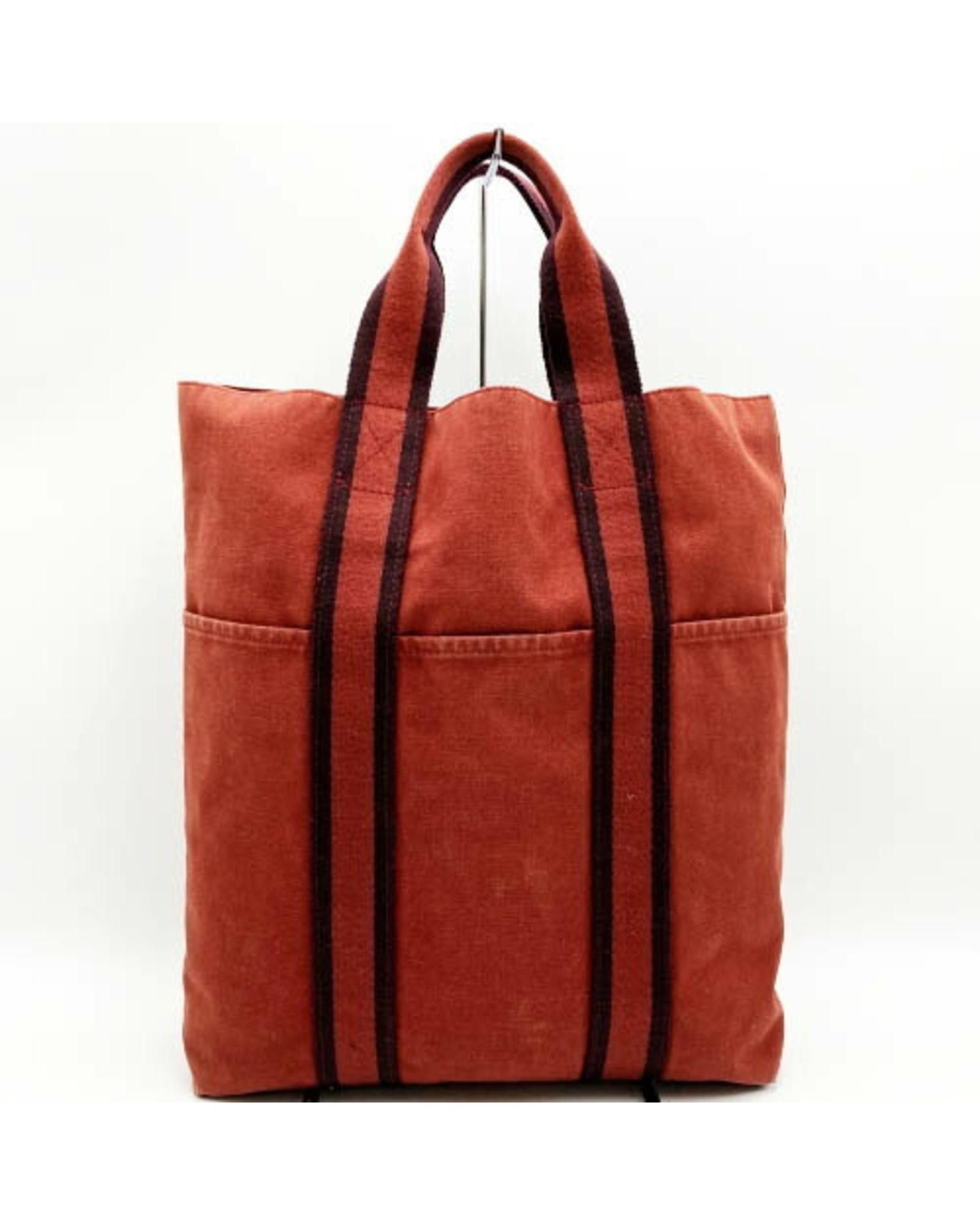 image of Hermes Red Cotton Canvas Tote Bag, Women's