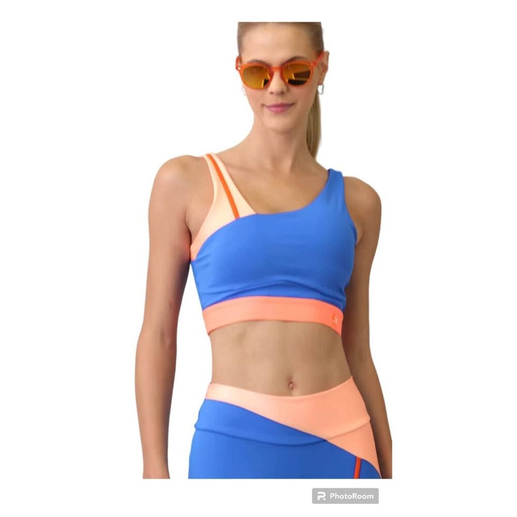 Other Cajubrasil Size M Blue, Orange Sports Bra Statement Strap Size ONE SIZE - 1 Thumbnail