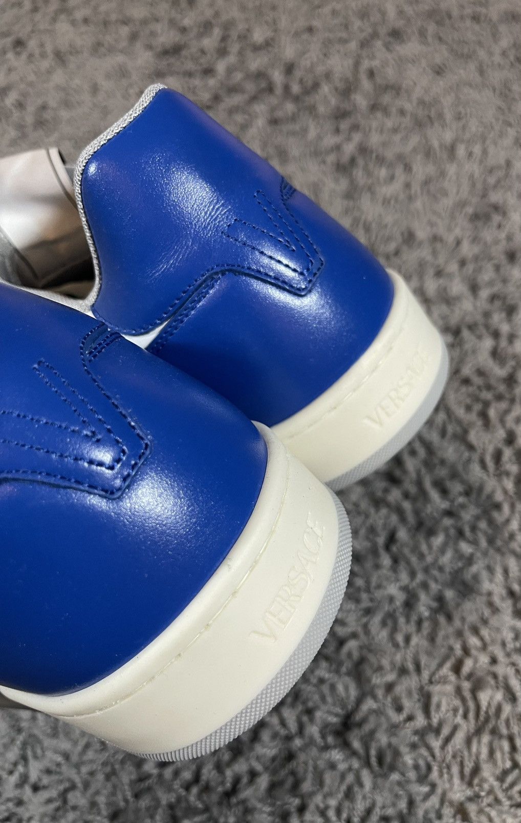 Versace Versace Medusa Logo Leather Sneakers White Blue Size US 8.5 / EU 41-42 - 8 Thumbnail