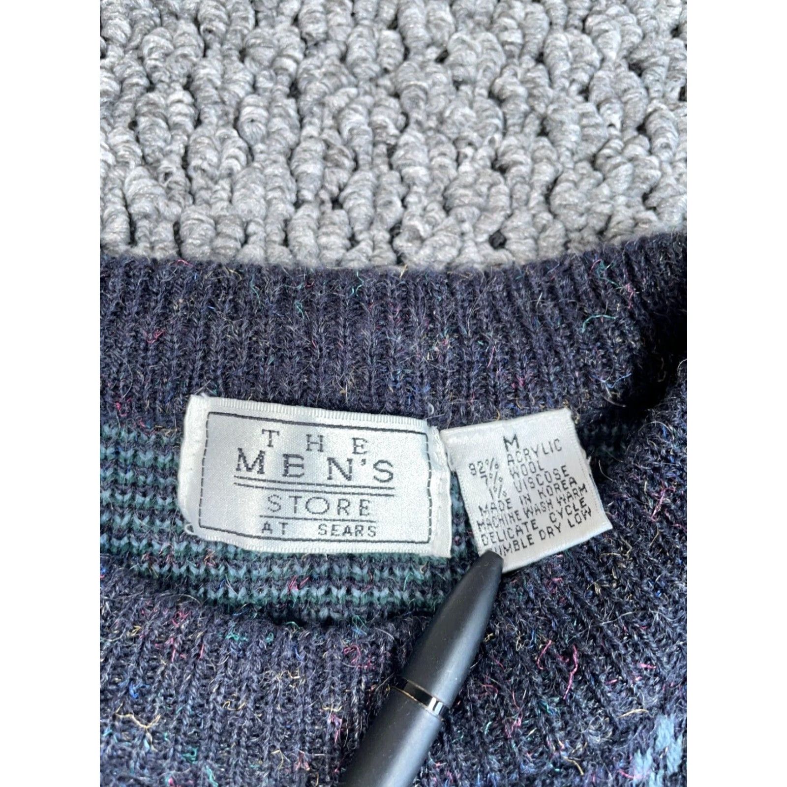 Sears VINTAGE 80s Sears Geometric Pattern Sweater Adult Medium Gray Chunky-Knit Ski Mens Size US M / EU 48-50 / 2 - 3 Thumbnail
