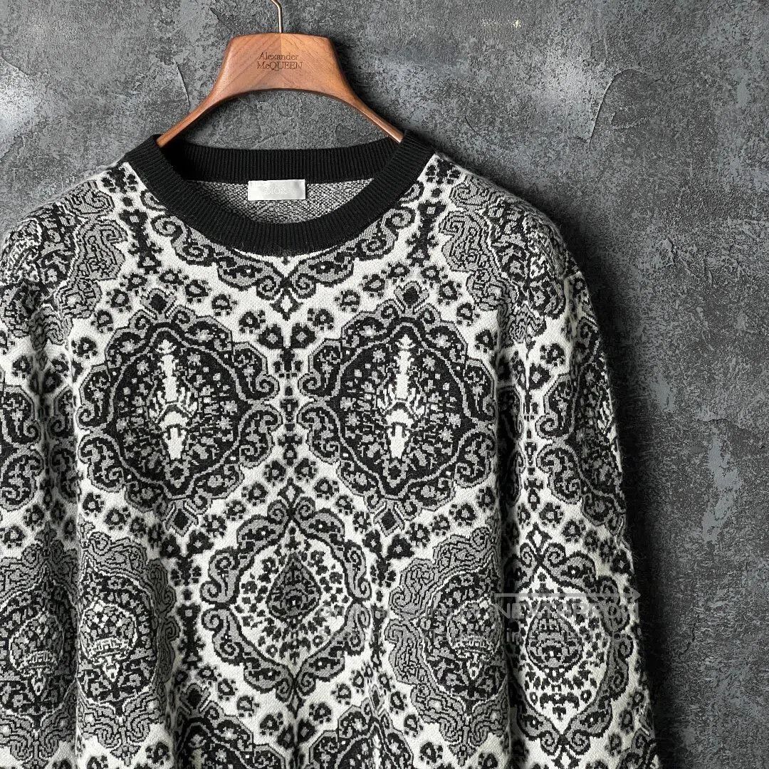 Dior black and white patterned pullover sweater. Size US XL / EU 56 / 4 - 2 Thumbnail