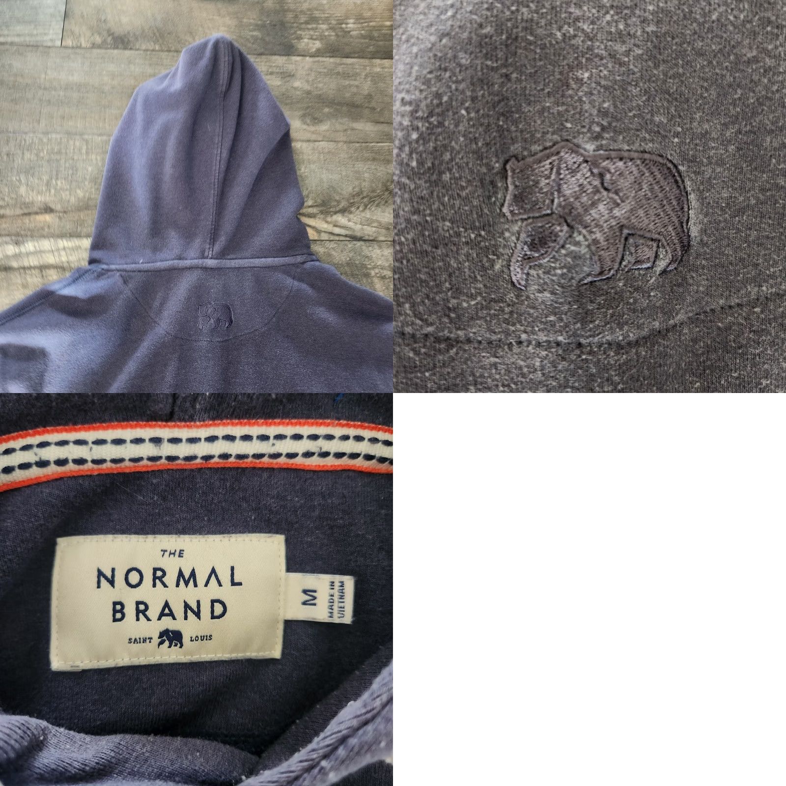 J Brand The Normal Brand Hoodie Mens Medium Pullover Navy Blue Striped Pocket Size US M / EU 48-50 / 2 - 8 Thumbnail