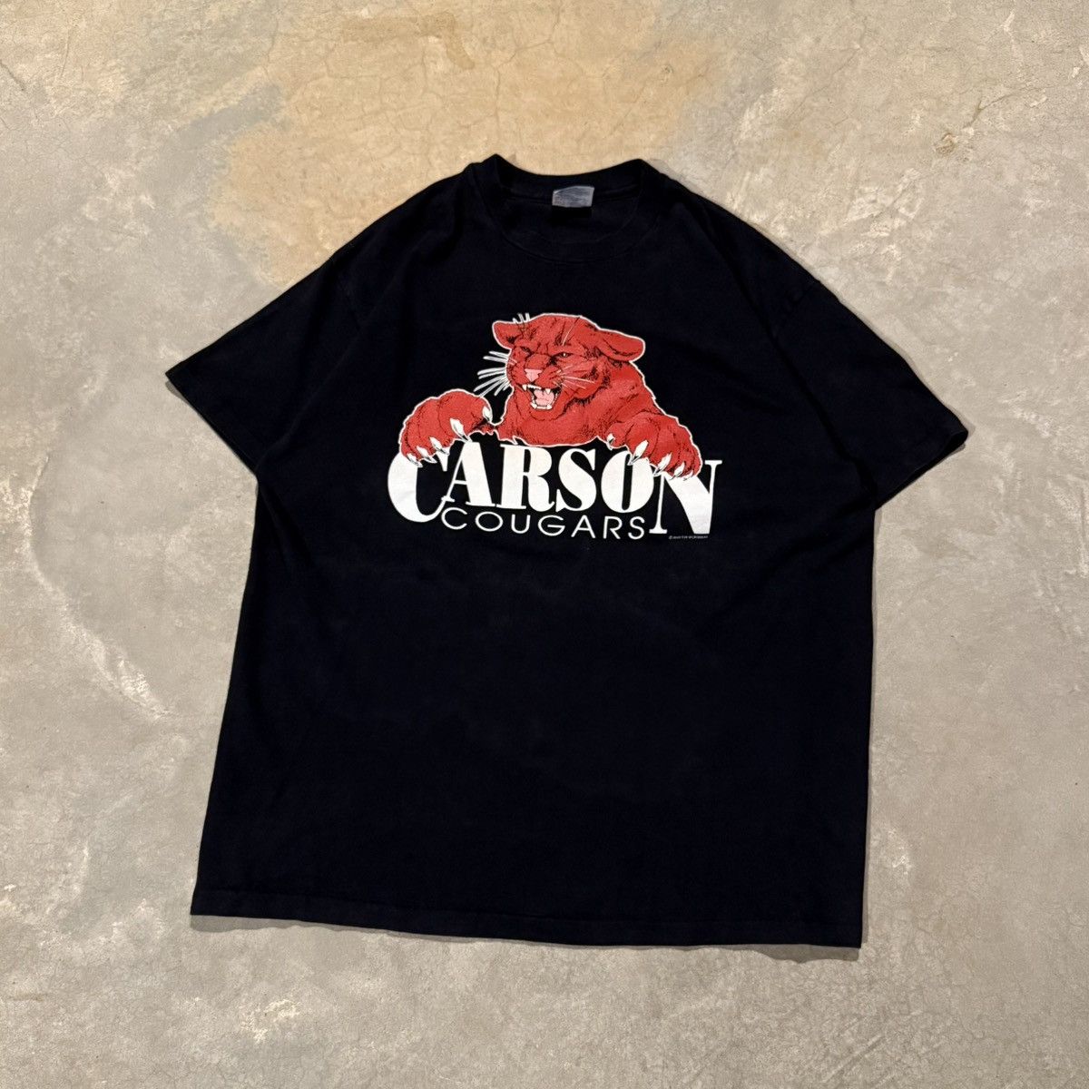 Vintage Vtg 1990s Carson Cougars Faded Single-Stitch Tee ERD Grunge Size US XL / EU 56 / 4 - 2 Thumbnail