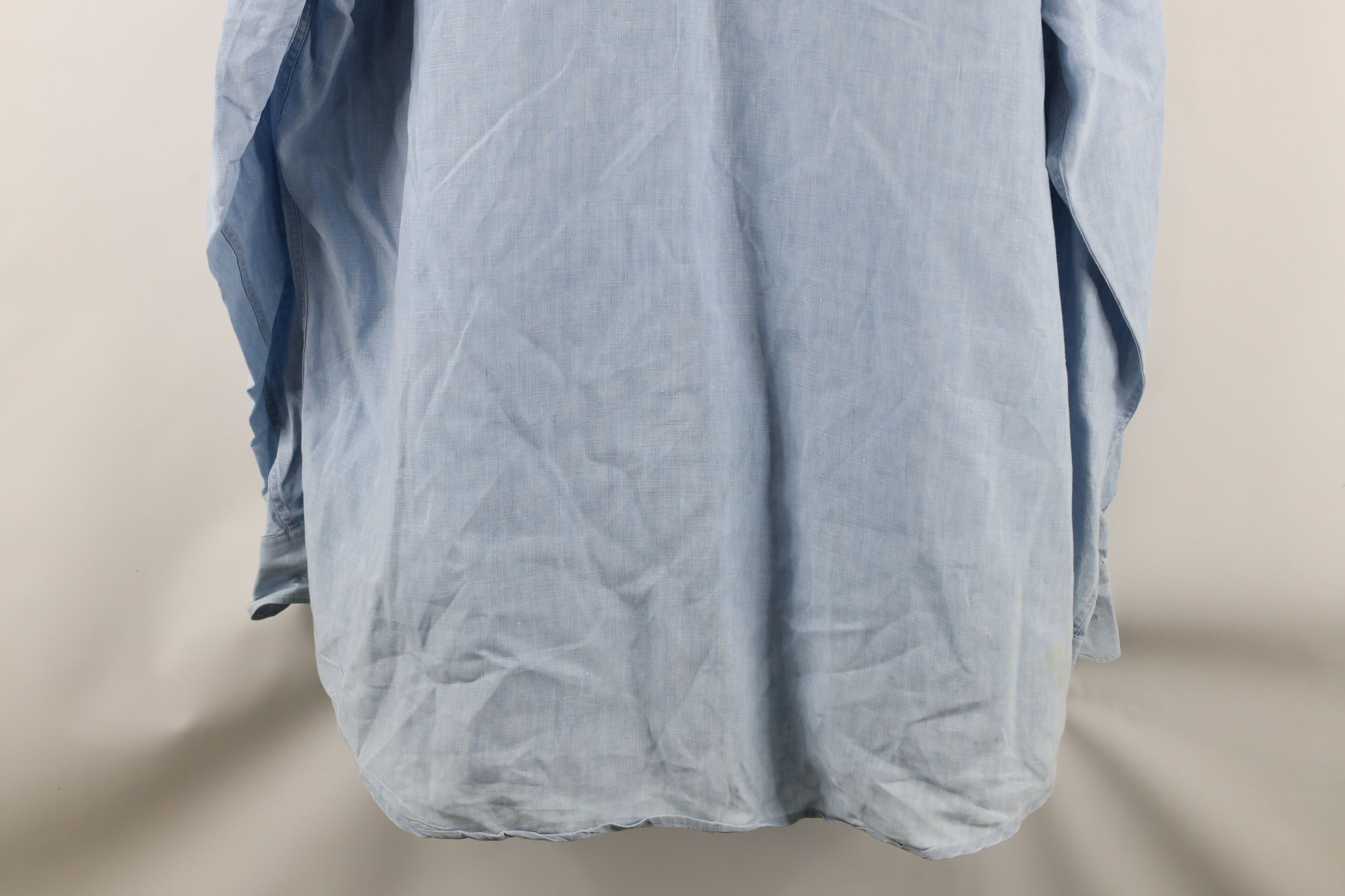 Banana Republic × Vintage Vintage 90s Banana Republic Fit Linen Button Shirt Blue Size ONE SIZE - 14 Thumbnail