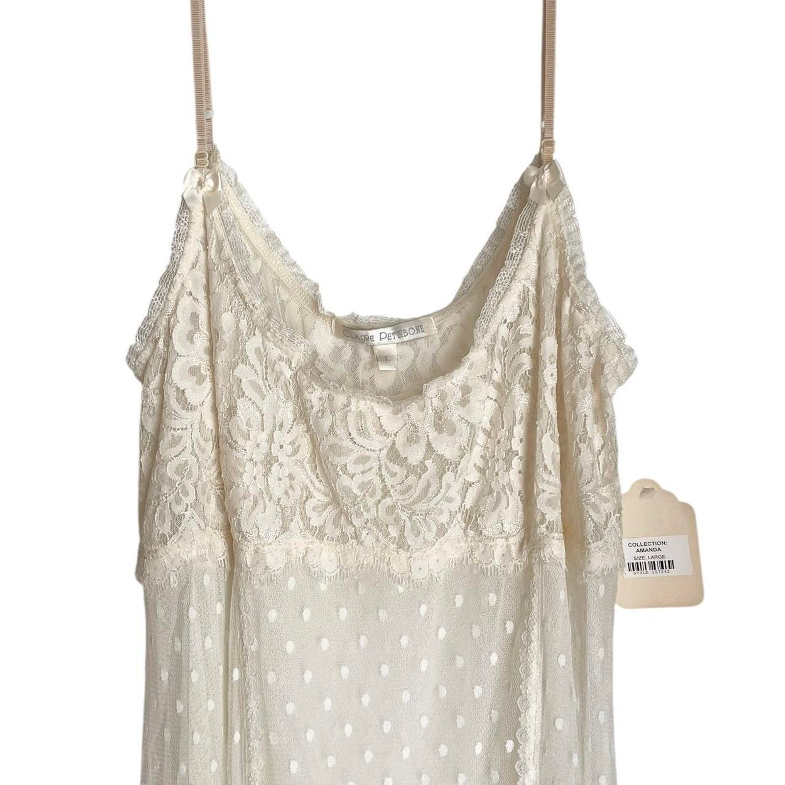 Vintage Deadstock VTG Claire Pettibone sheer lace maxi slip dress Size L / US 10 / IT 46 - 6 Thumbnail