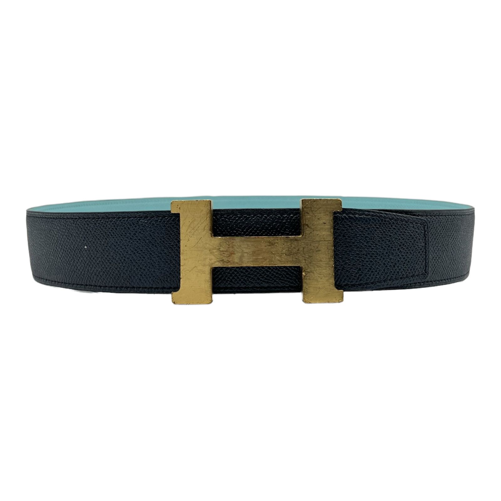 image of Hermes Belt Reversible Navy Teal Pre-Owned, Men's