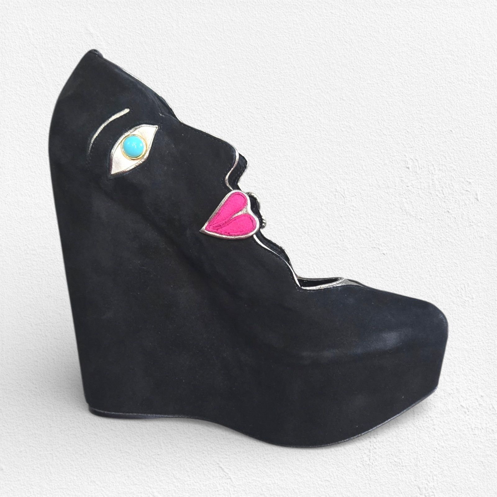 Dolce & Gabbana Dolce & Gabbana Face Wedge Platform Suede Heels EU 36.5 Size US 6.5 / IT 36.5 - 1 Thumbnail