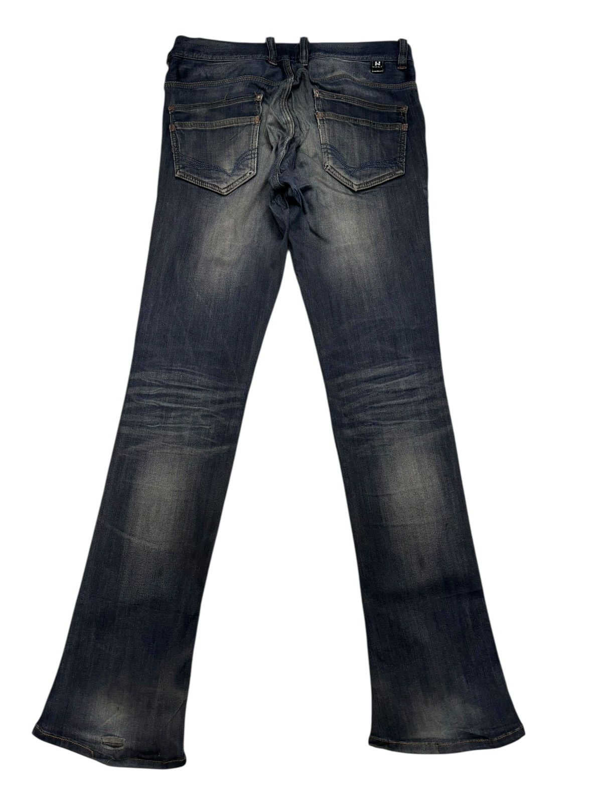 Nicole Club HIDEWAYS NICOLE Flare Slim Cut Dark Denim Distress Jeans Size US 32 / EU 48 - 8 Thumbnail