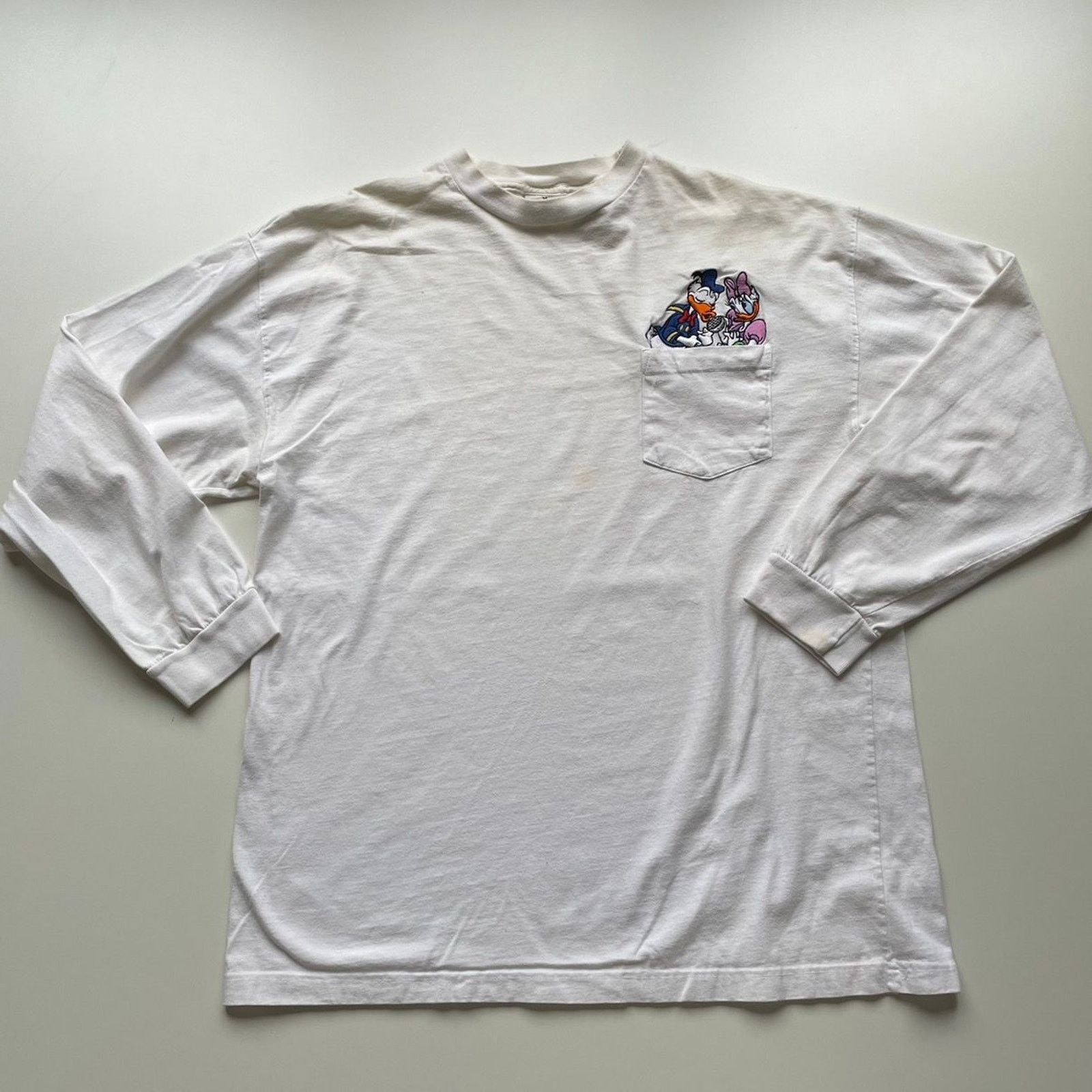 Disney Vintage 90s Disney Donald Duck Long Sleeve Pocket T Shirt XL Size US XL / EU 56 / 4 - 1 Thumbnail