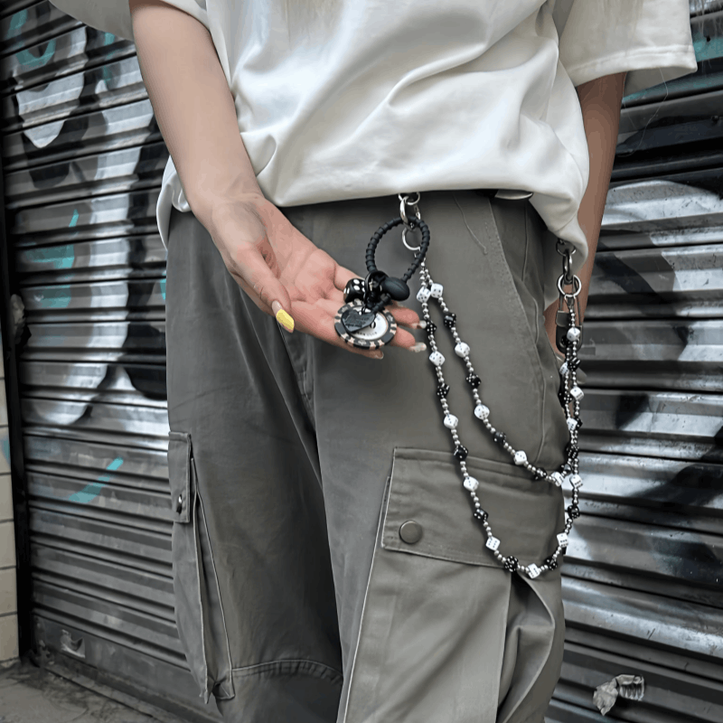 Japanese Brand × Jewelry Retro Bilayer Black White lucky Dice Baccarat Pearl Chain Size ONE SIZE - 4 Thumbnail