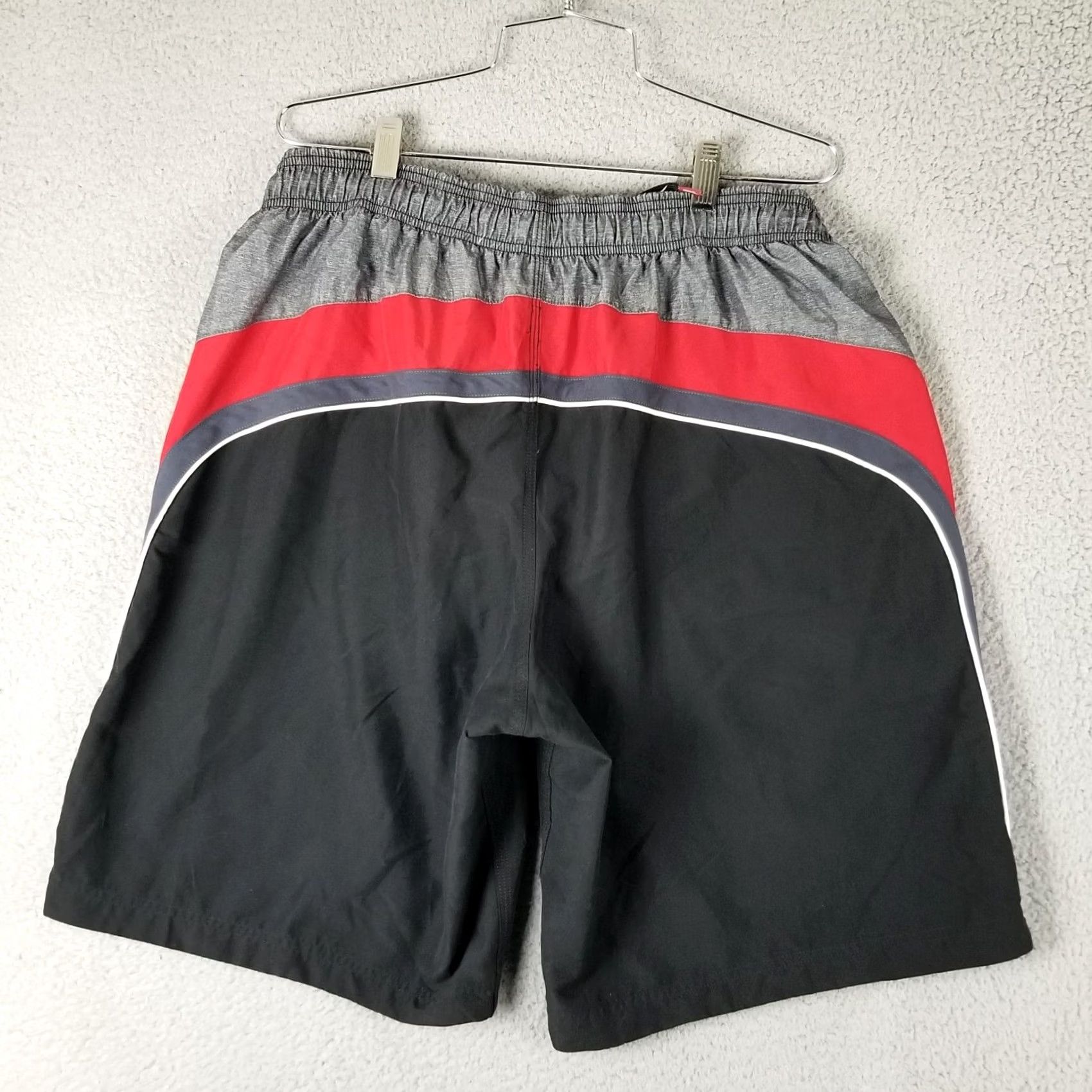 Speedo SPEEDO Shorts Mens Large Swim Trunks Lined Colorblock Black Red Gray Multicolor Trunks Mens Size US 33 - 2 Thumbnail