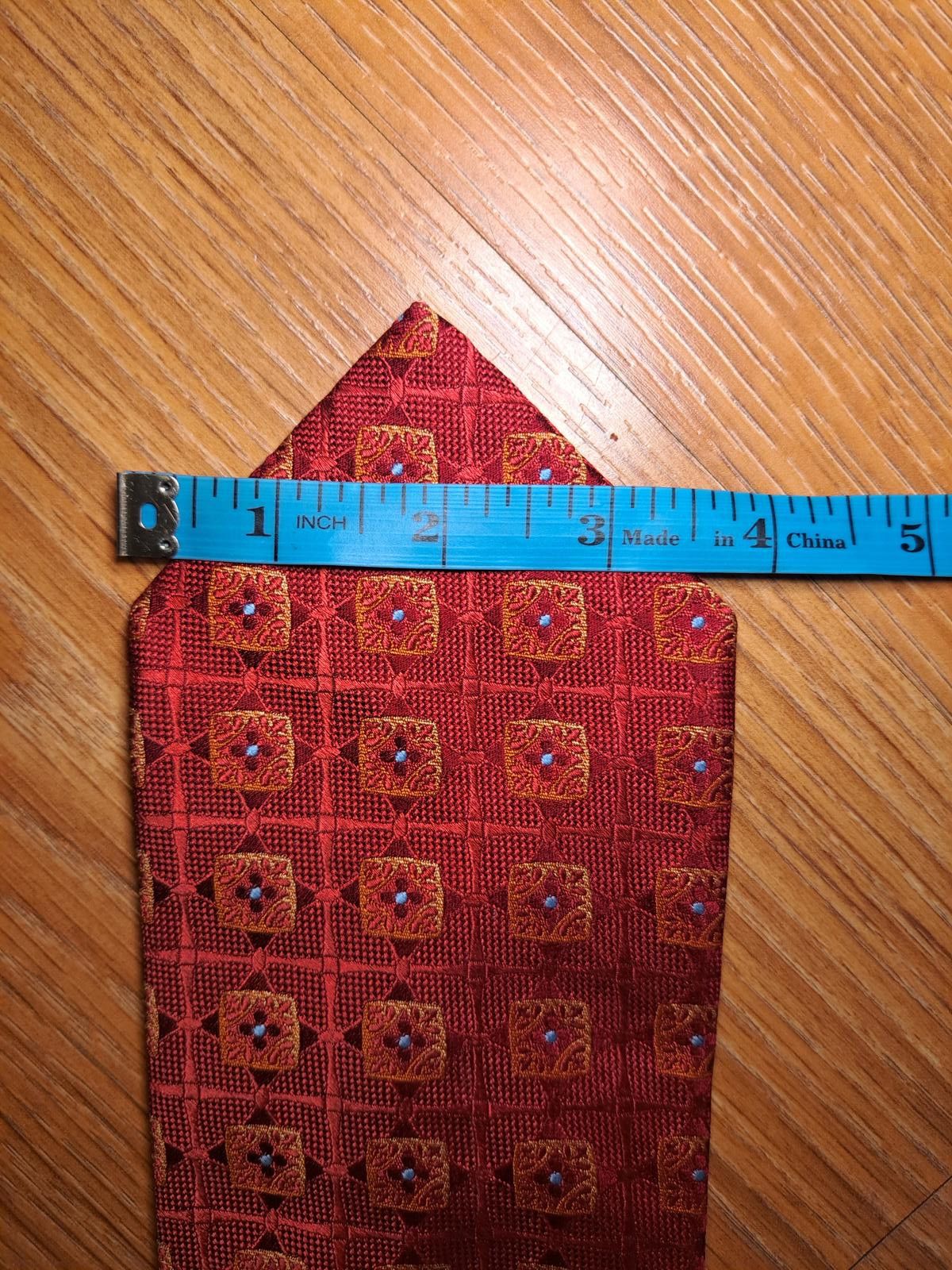 Ike Behar Ike Behar 100% Silk Tie Red Geometric Handmade in USA Wide Size ONE SIZE - 7 Thumbnail