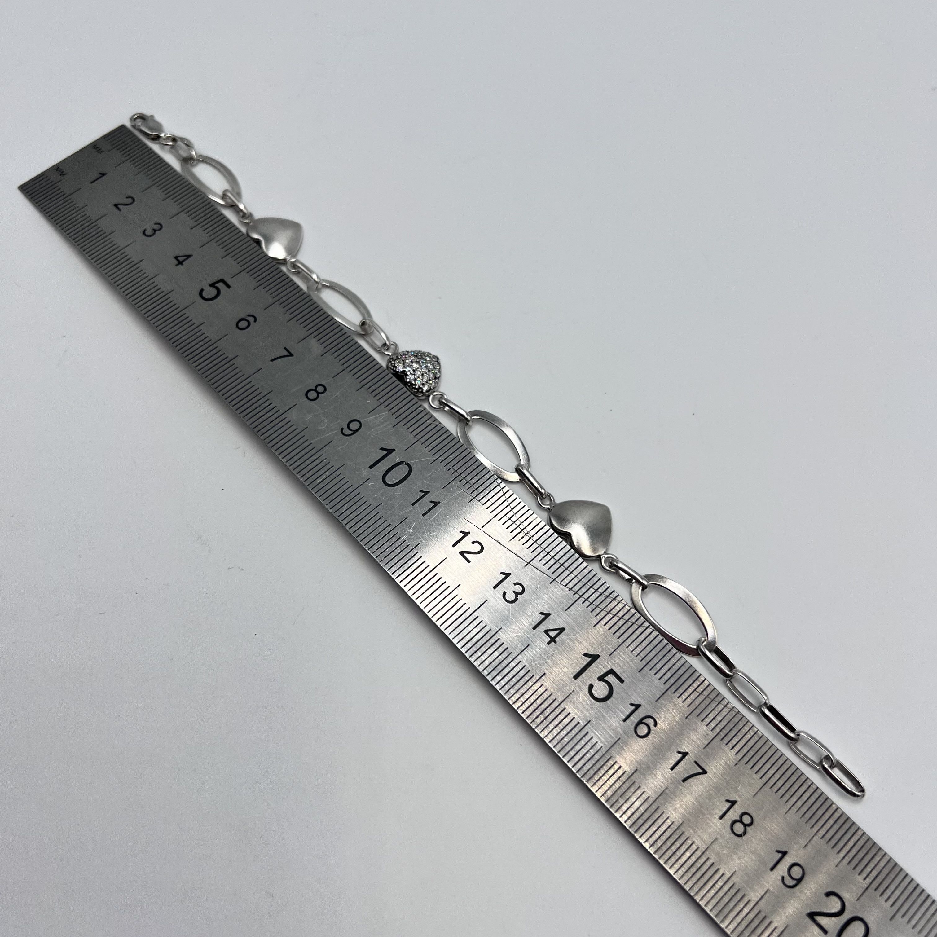 Vintage Vintage Bracelet Chain Heart Sterling Silver 925 Jewelry Size ONE SIZE - 8 Thumbnail