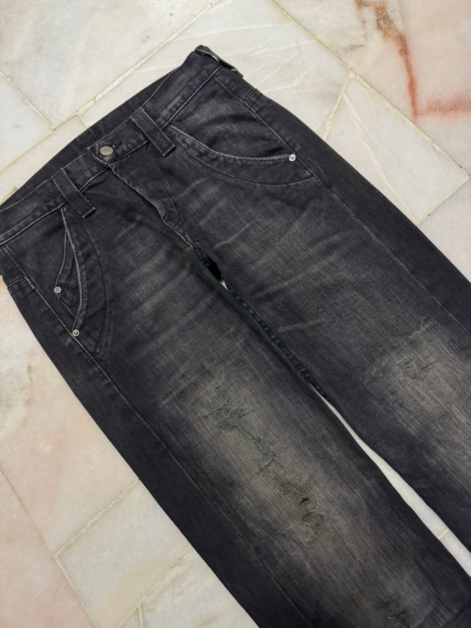 Lee 💥Insane💥Vintage Lee Rusty Mudwash Distressed Black Jeans Size US 29 - 6 Thumbnail