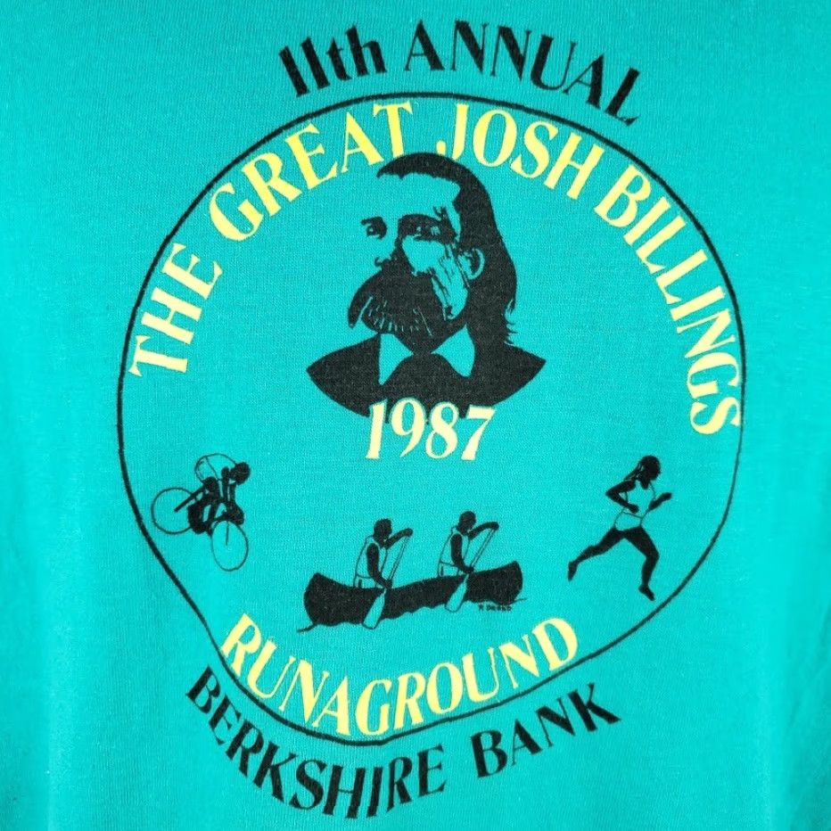 Vintage VINTAGE Josh Billings RunAground Triathlon T Shirt Mens Size Medium Blue 80s USA Size US M / EU 48-50 / 2 - 3 Thumbnail