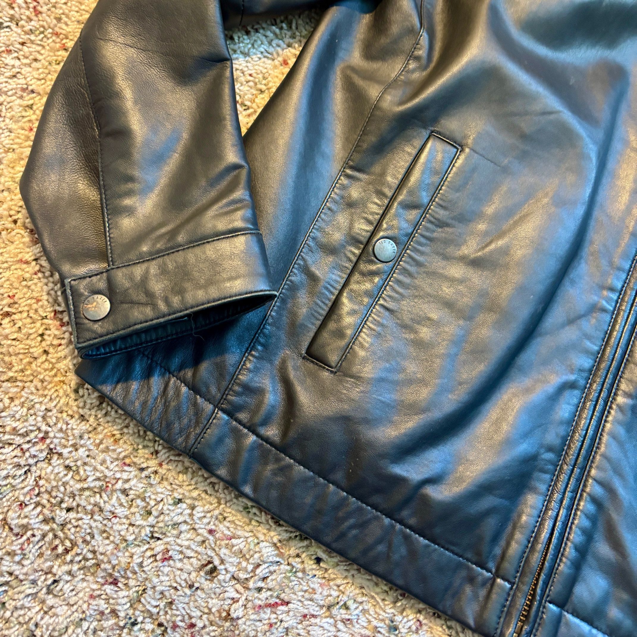 Ted Baker Ted Baker 100% Leather Black Bomber Jacket, Medium (5) Size US M / EU 48-50 / 2 - 3 Thumbnail