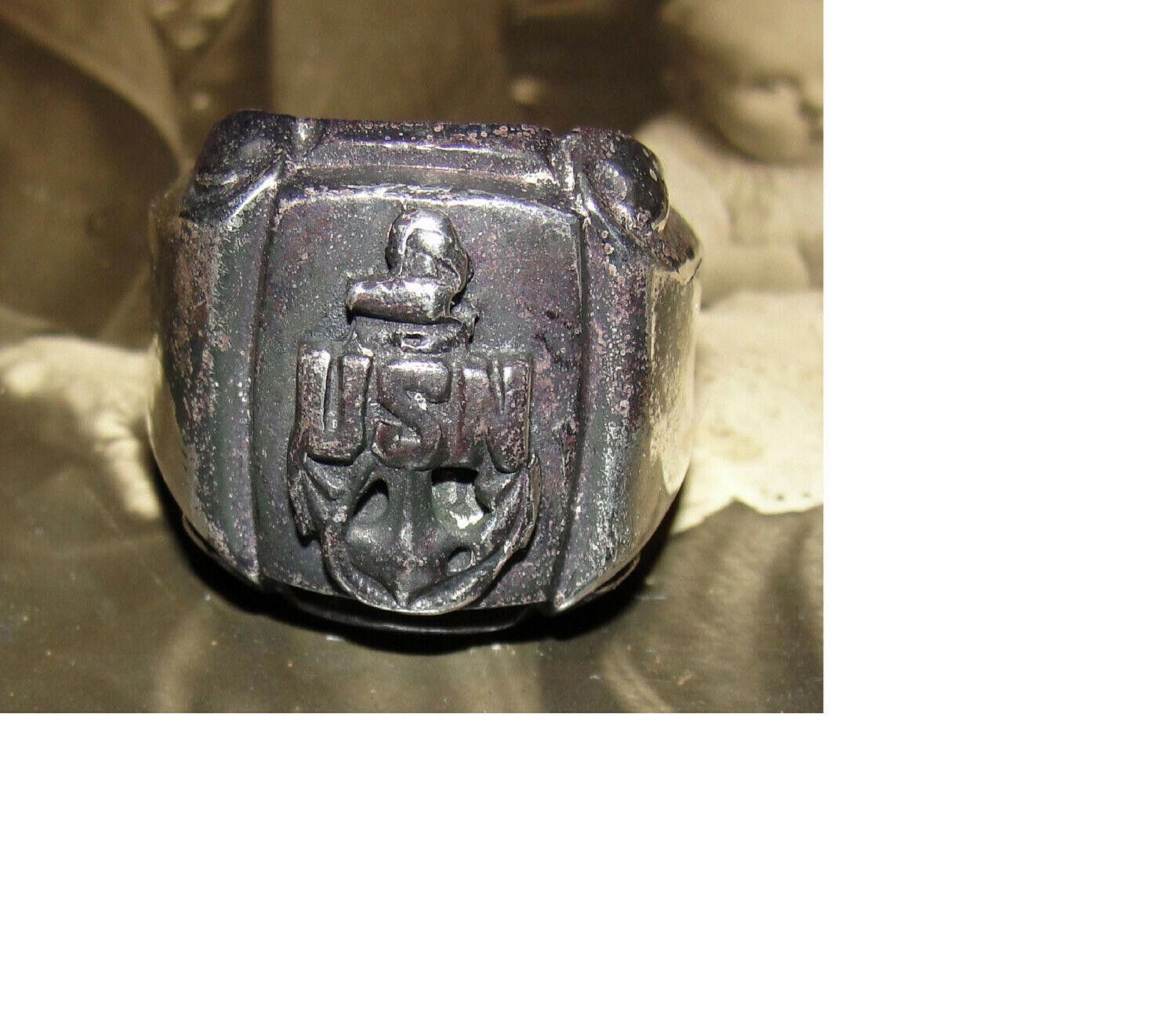 Designer Sterling World War II 2 United States Navy Ring Alberto Juan Size ONE SIZE - 1 Thumbnail