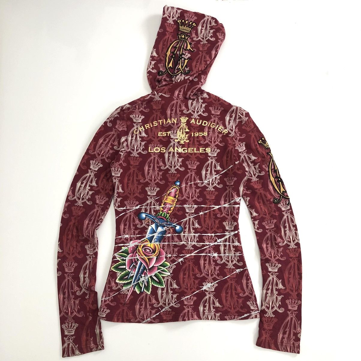 Christian Audigier Vintage Ed Hardy Christian Audigier Heart Tattoo Zip Hoodie Size S / US 4 / IT 40 - 16 Thumbnail