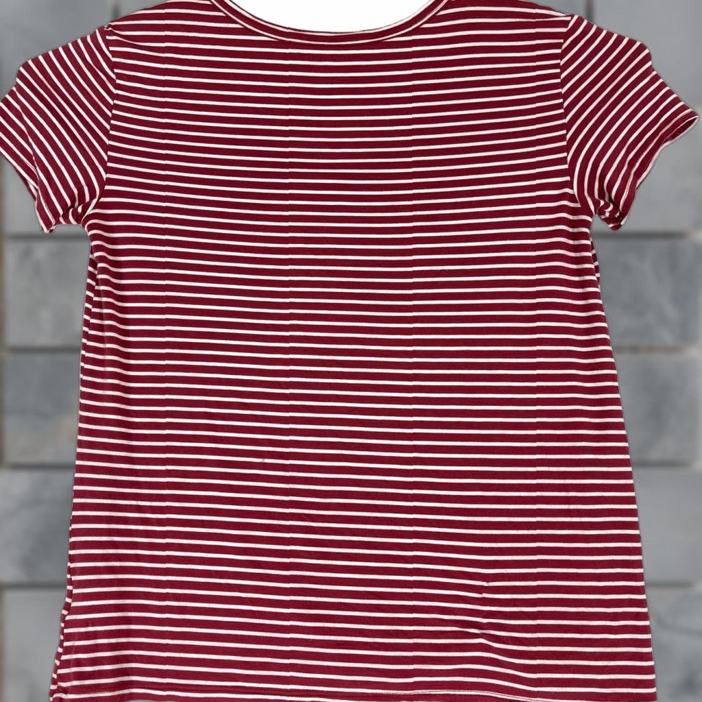 Vintage American Eagle Top Womens M Medium Red White Striped Viscose Pilling T-Shirt Short Sleeve Pullover Casual Basic Knits Mens Womens Boys Girls Size M / US 6-8 / IT 42-44 - 1 Thumbnail