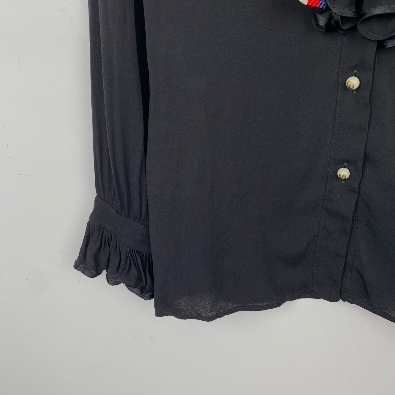 Gucci Gucci Double G Buckle Stripe Tie Black Silk Shirt (Size 36) Size XS / US 0-2 / IT 36-38 - 5 Thumbnail