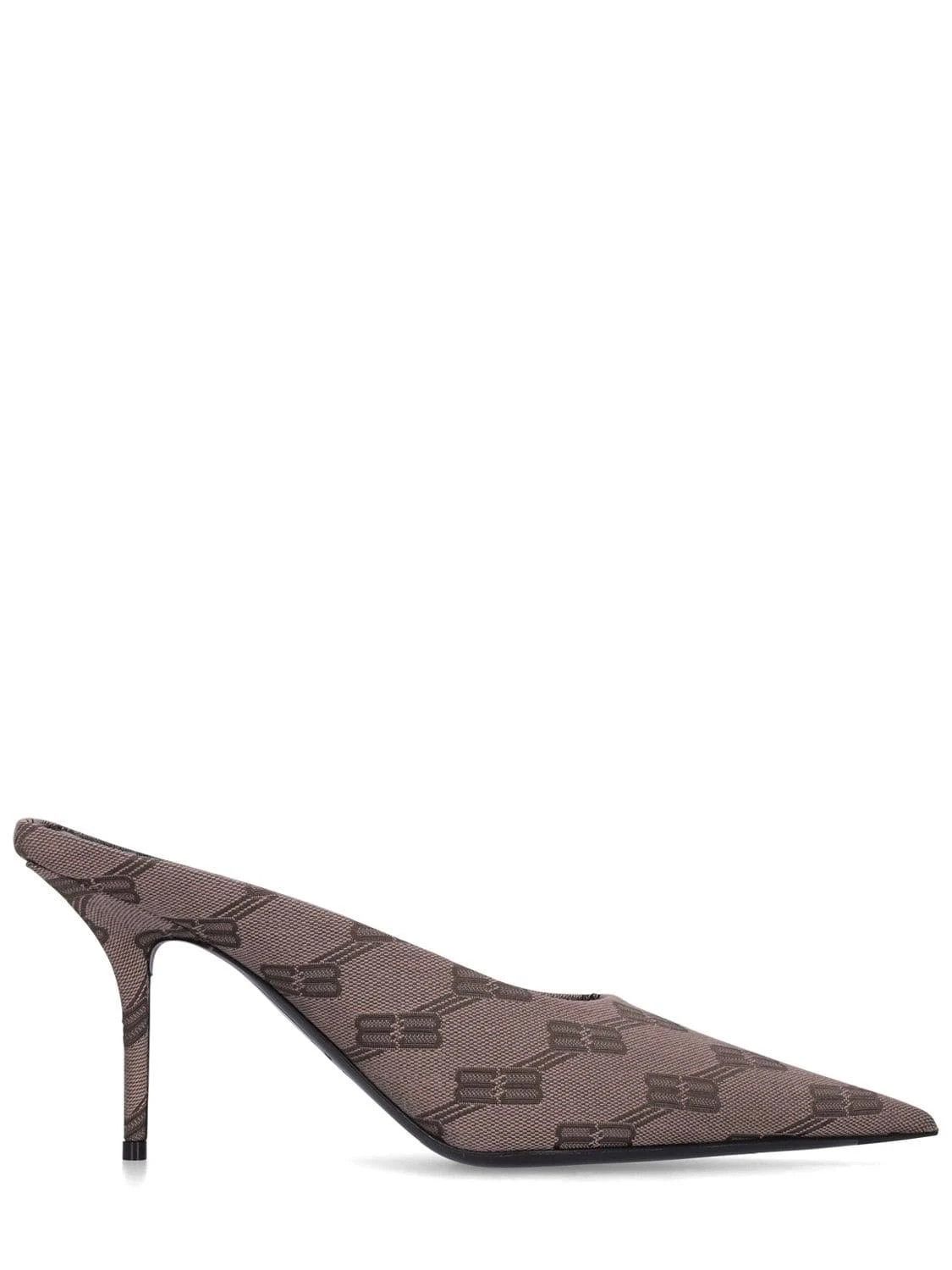 image of Balenciaga O1Mt1Gz0524 Bb Monogram Square Knife 80Mm Mule Shoess In Brown Shoes, Women's