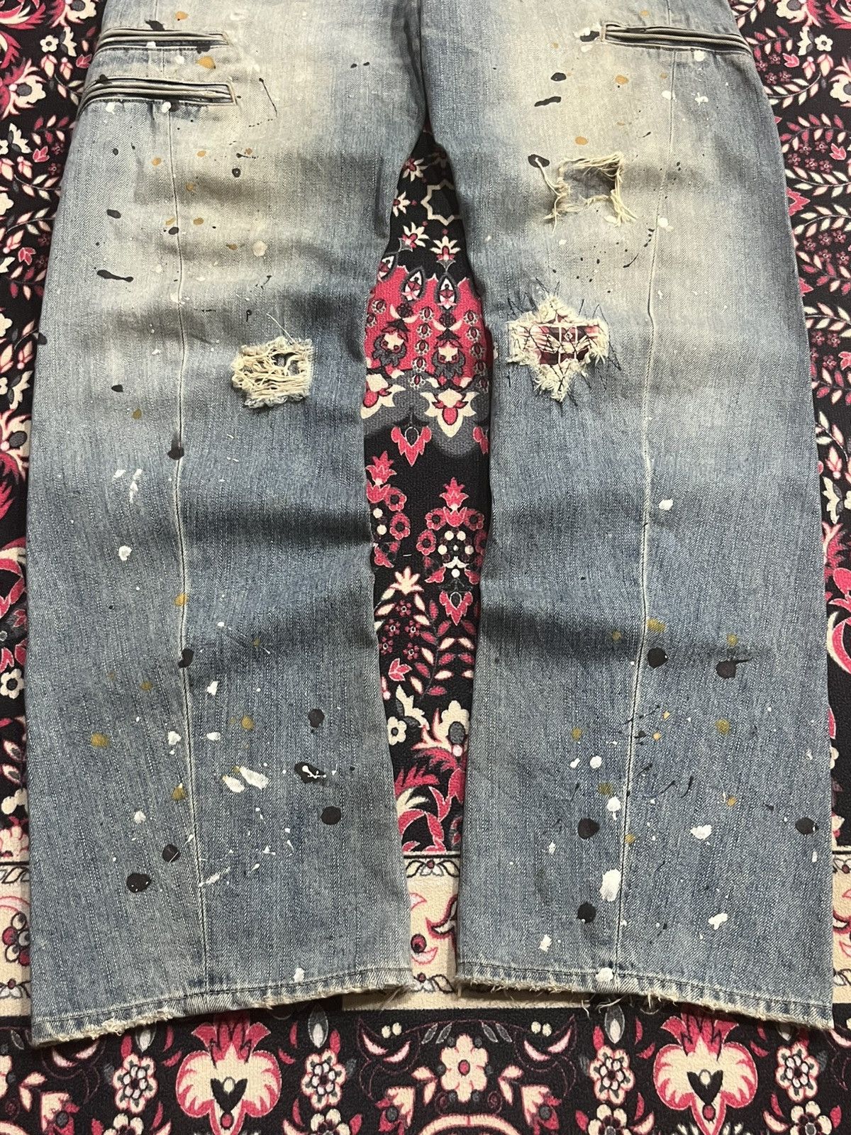 Le Grande Bleu (L.G.B.) Rattle Trap Paint Splattered Multizipper Distressed Jeans Size US 34 / EU 50 - 12 Thumbnail