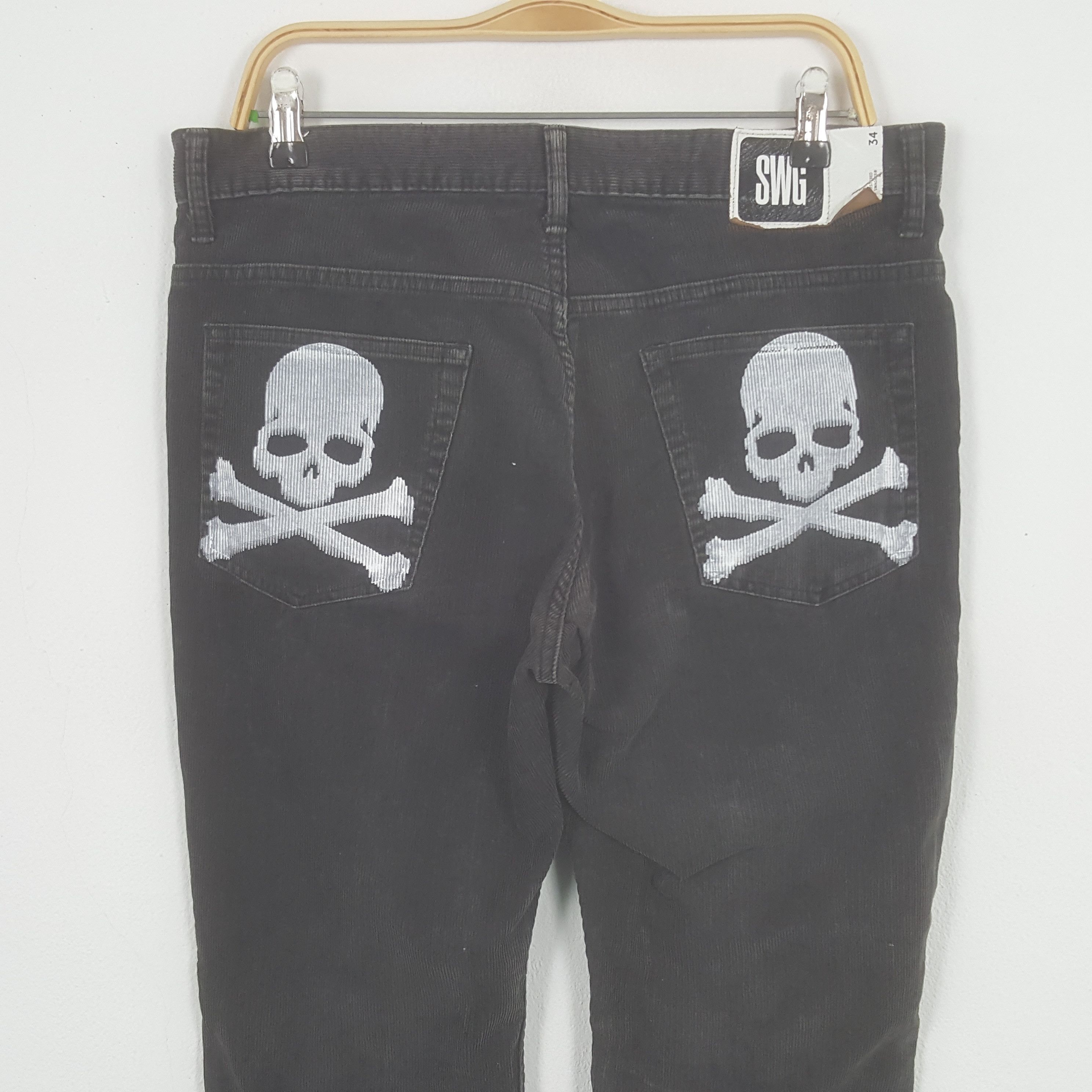 Japanese Brand Vintage SWG Swagger Japanese Punk Style Custom Skull Jeans Size US 34 / EU 50 - 2 Thumbnail